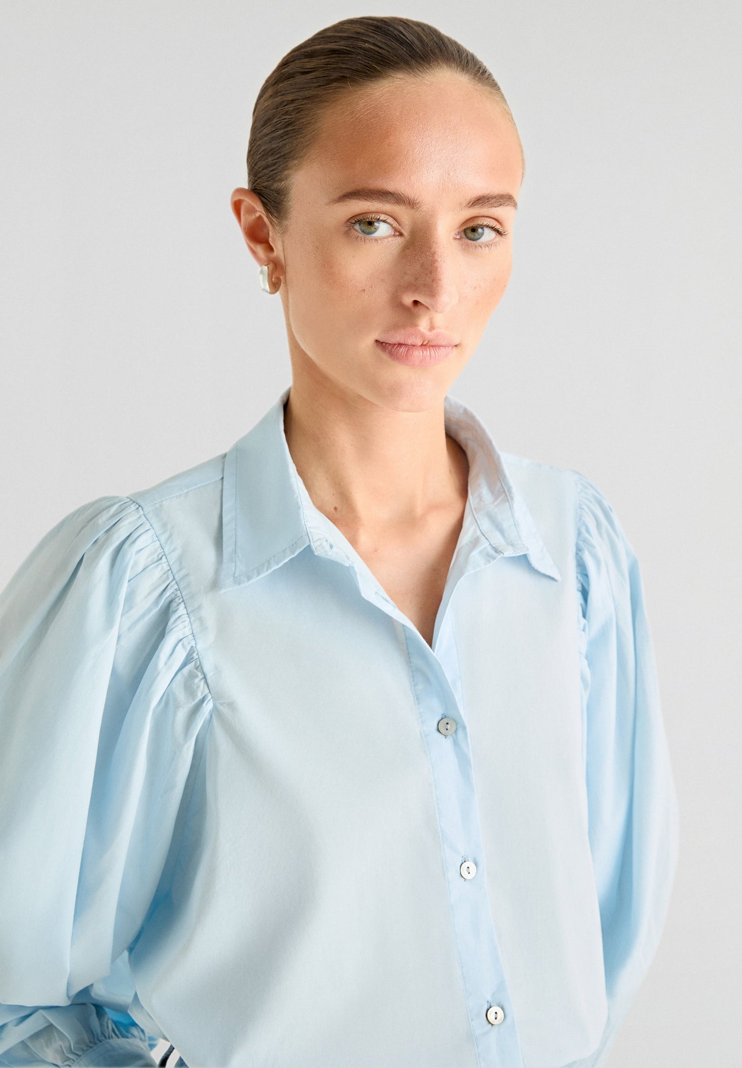 POPLIN SHIRT WITH PUFF SLEEVES