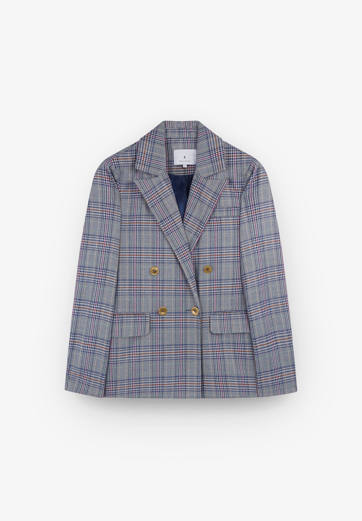 DOUBLE-BREASTED CHECK BLAZER