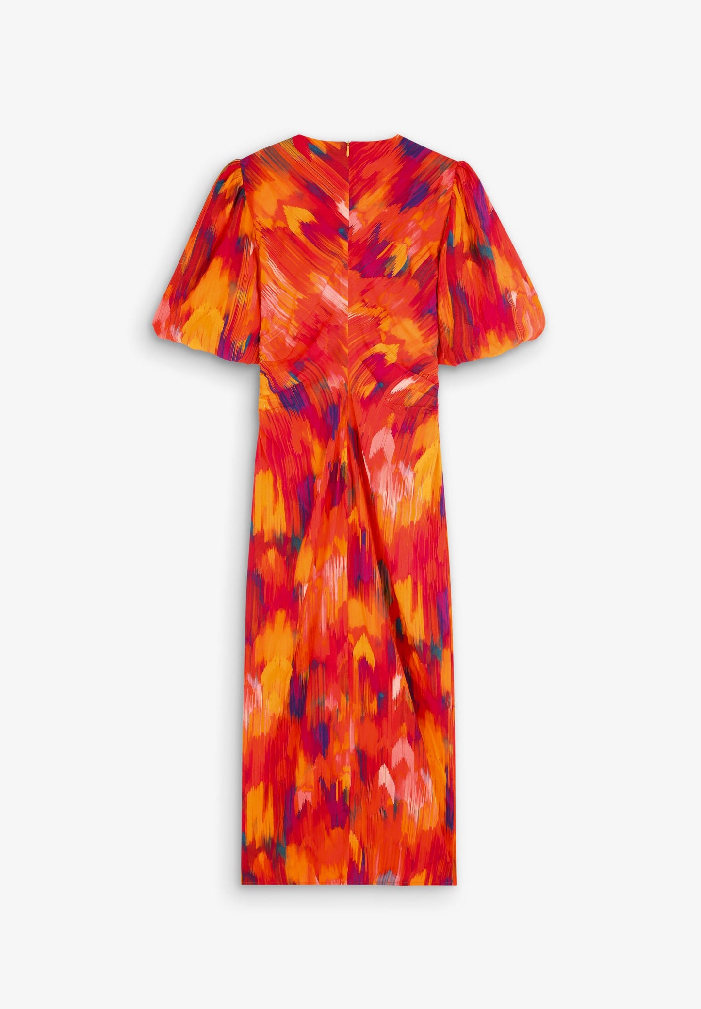 PRINTED DRESS WITH FRONT GATHERING