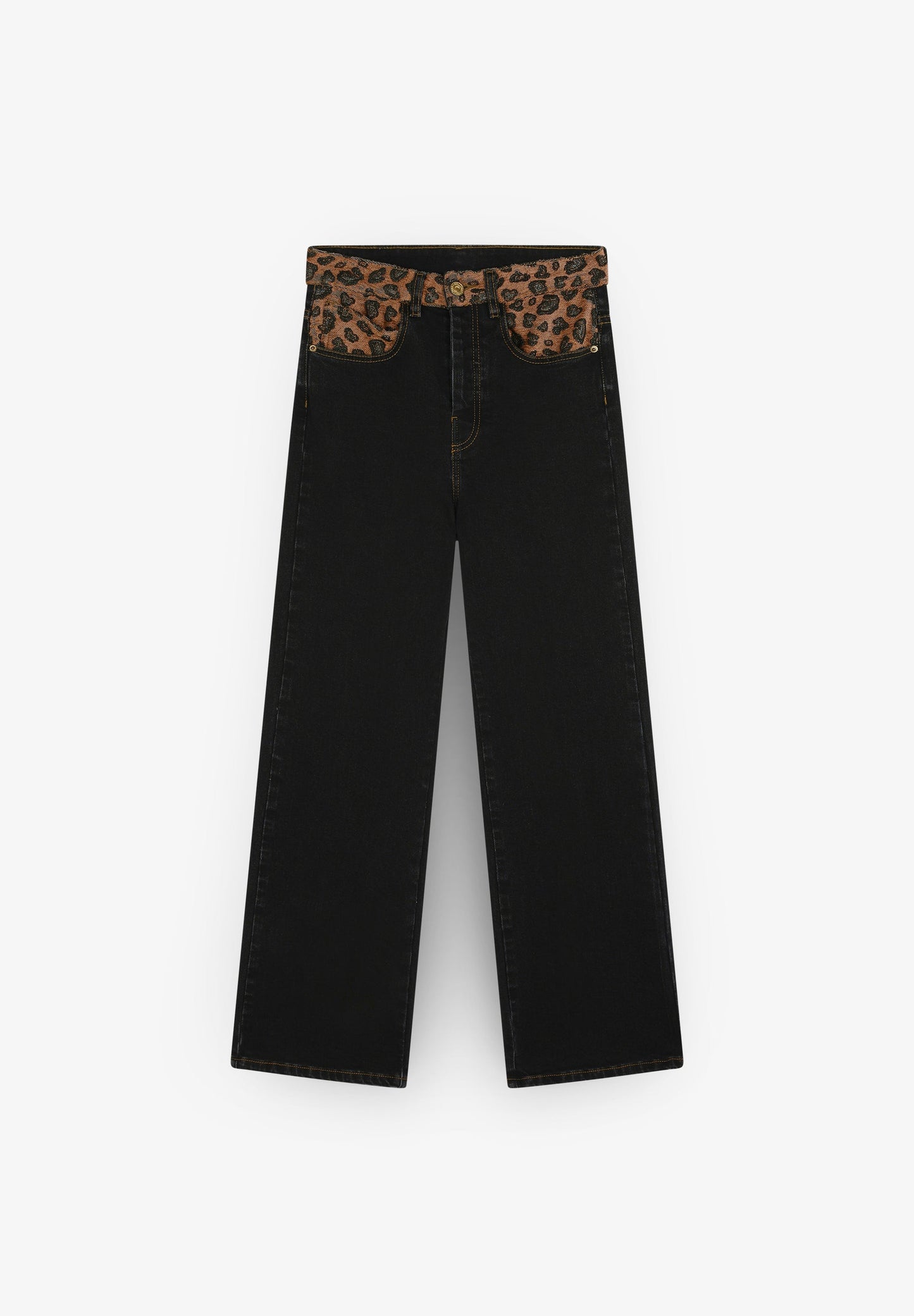 ANIMAL PRINT DETAIL JEANS