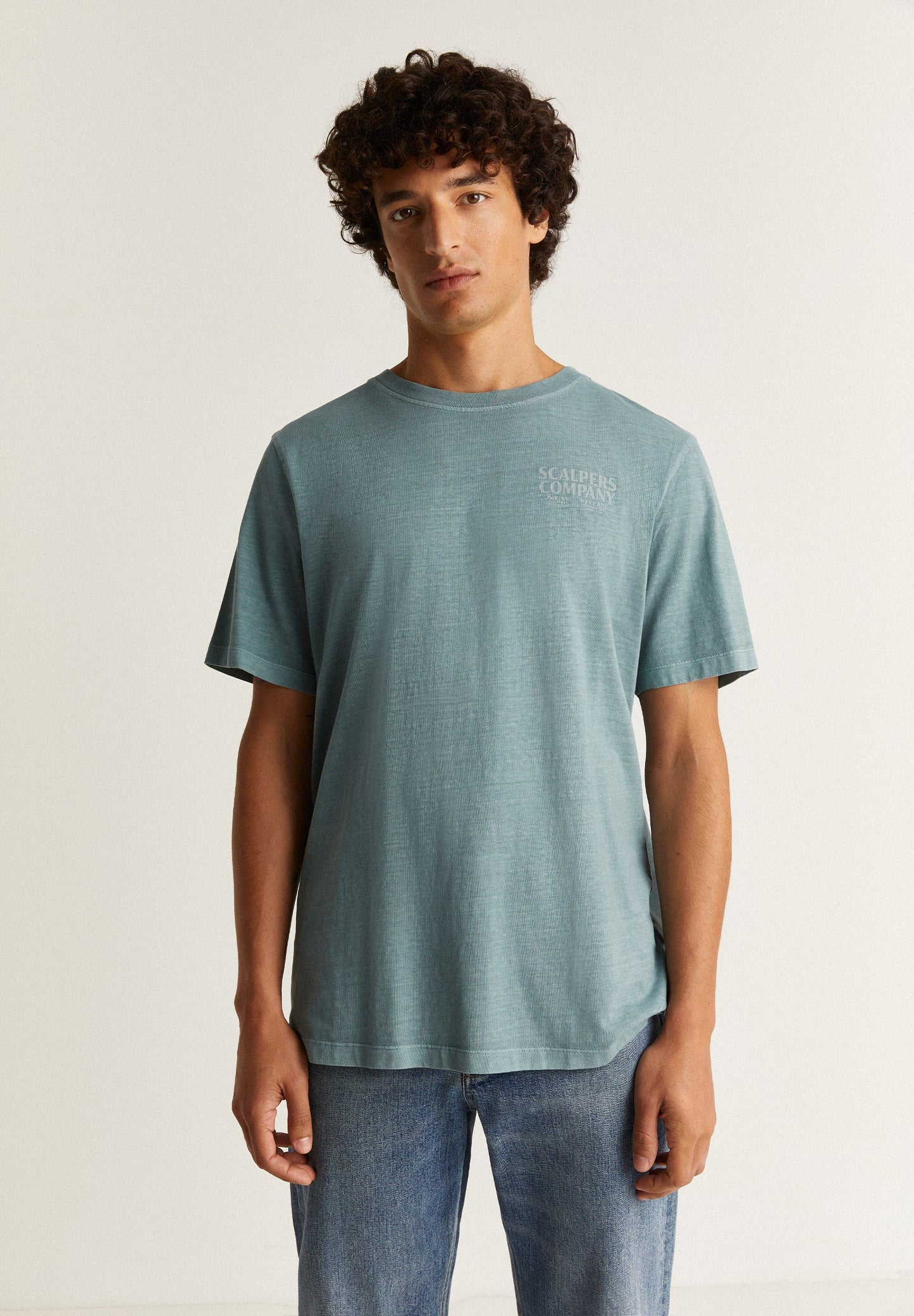 FADED EFFECT T-SHIRT WITH LOGO PRINT