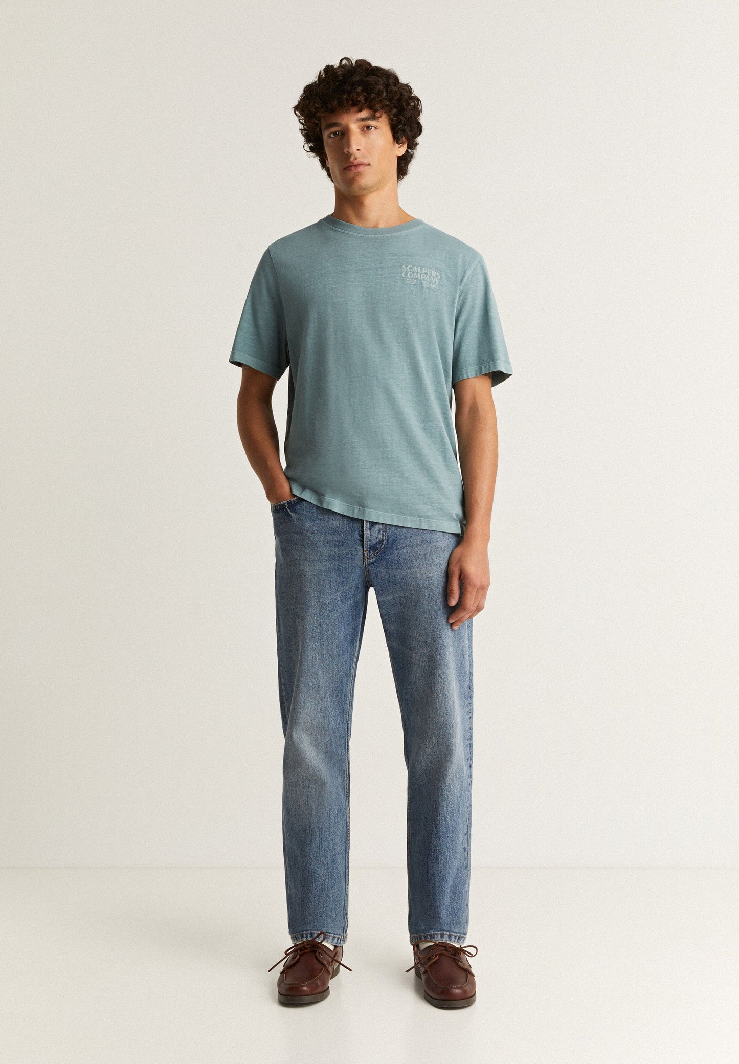 FADED EFFECT T-SHIRT WITH LOGO PRINT