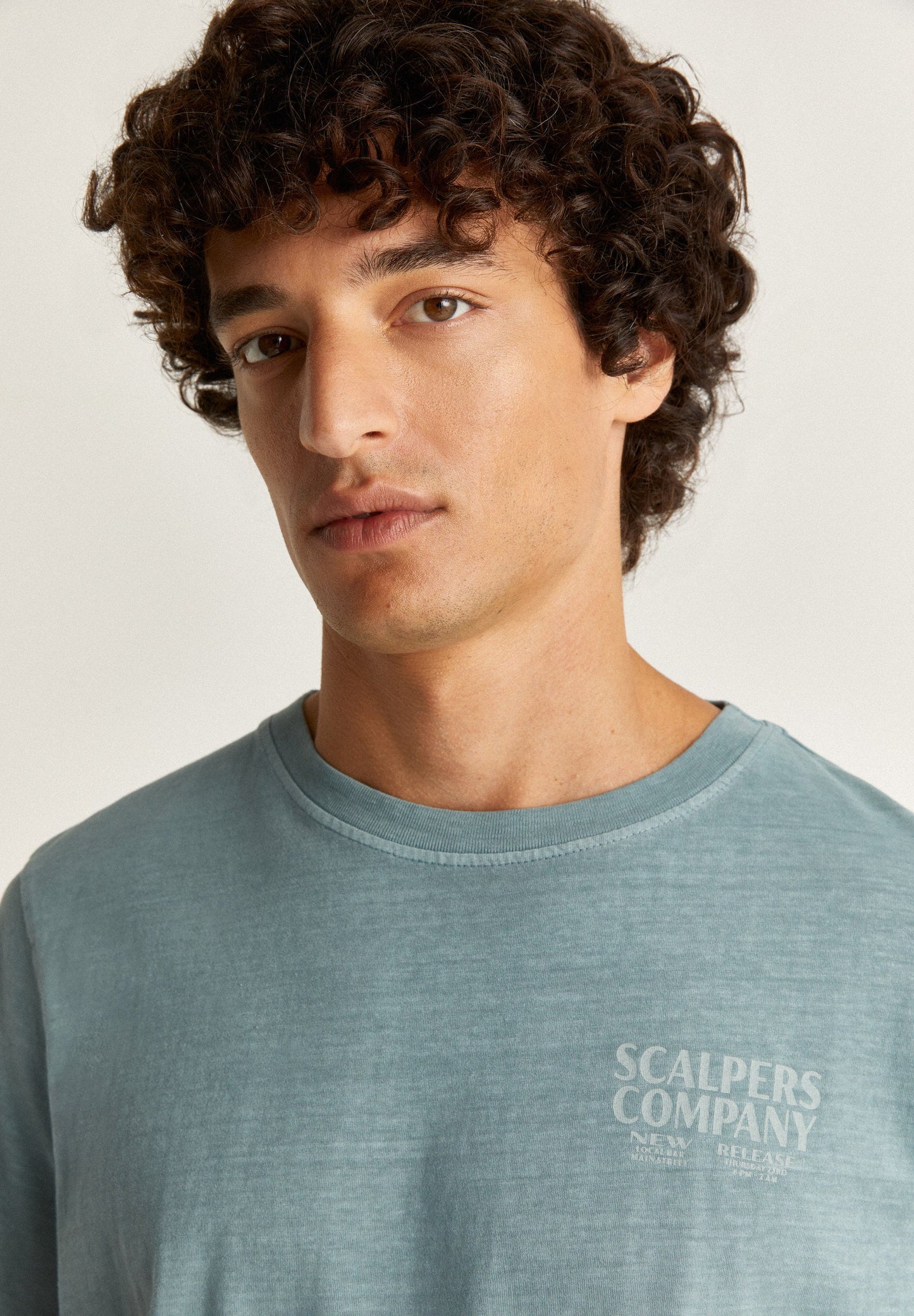 FADED EFFECT T-SHIRT WITH LOGO PRINT