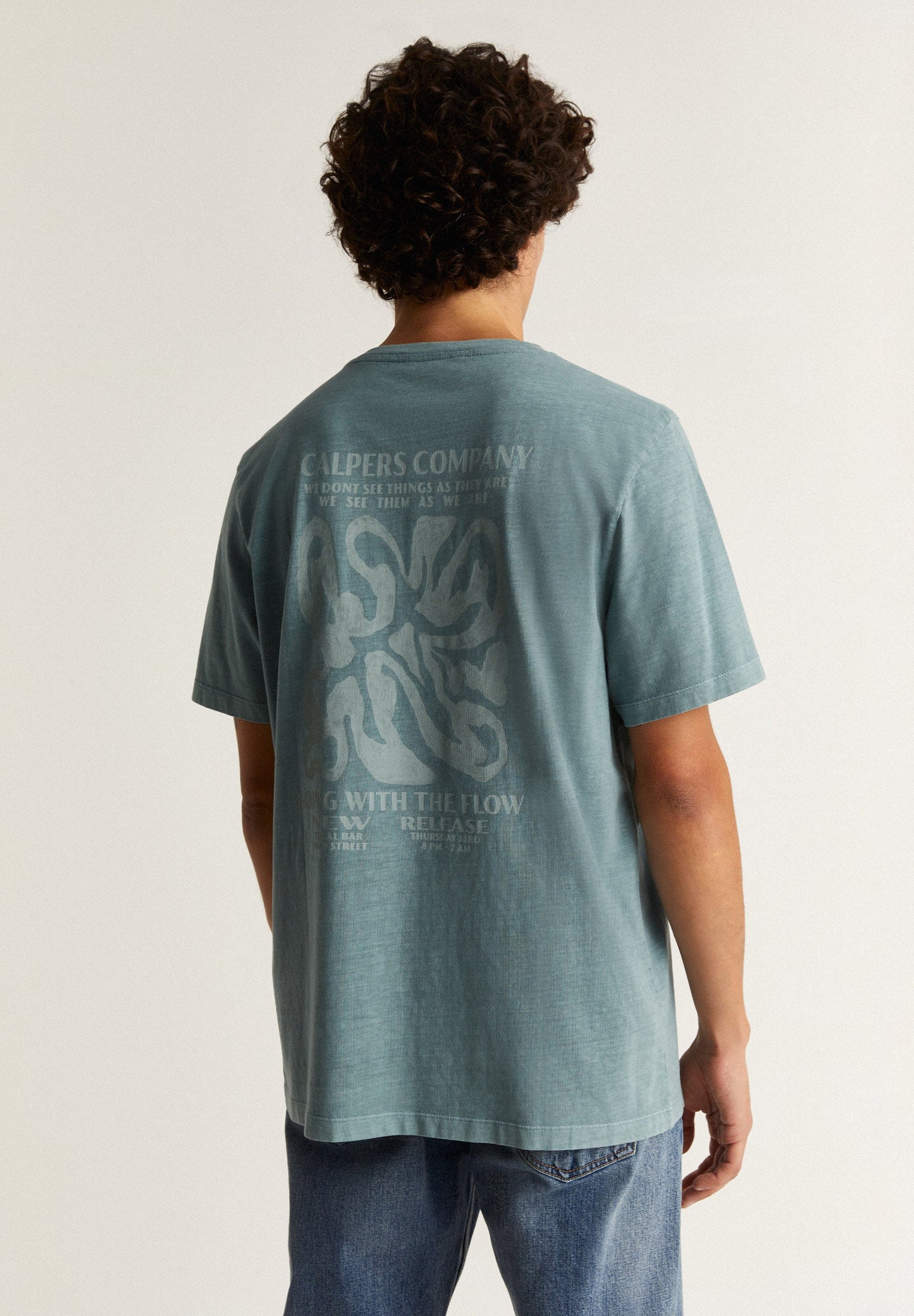 FADED EFFECT T-SHIRT WITH LOGO PRINT