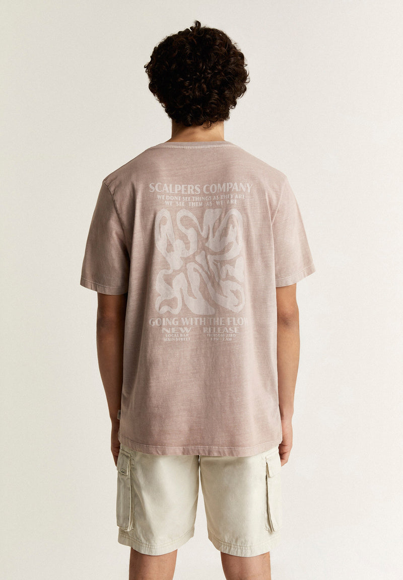 FADED EFFECT T-SHIRT WITH LOGO PRINT