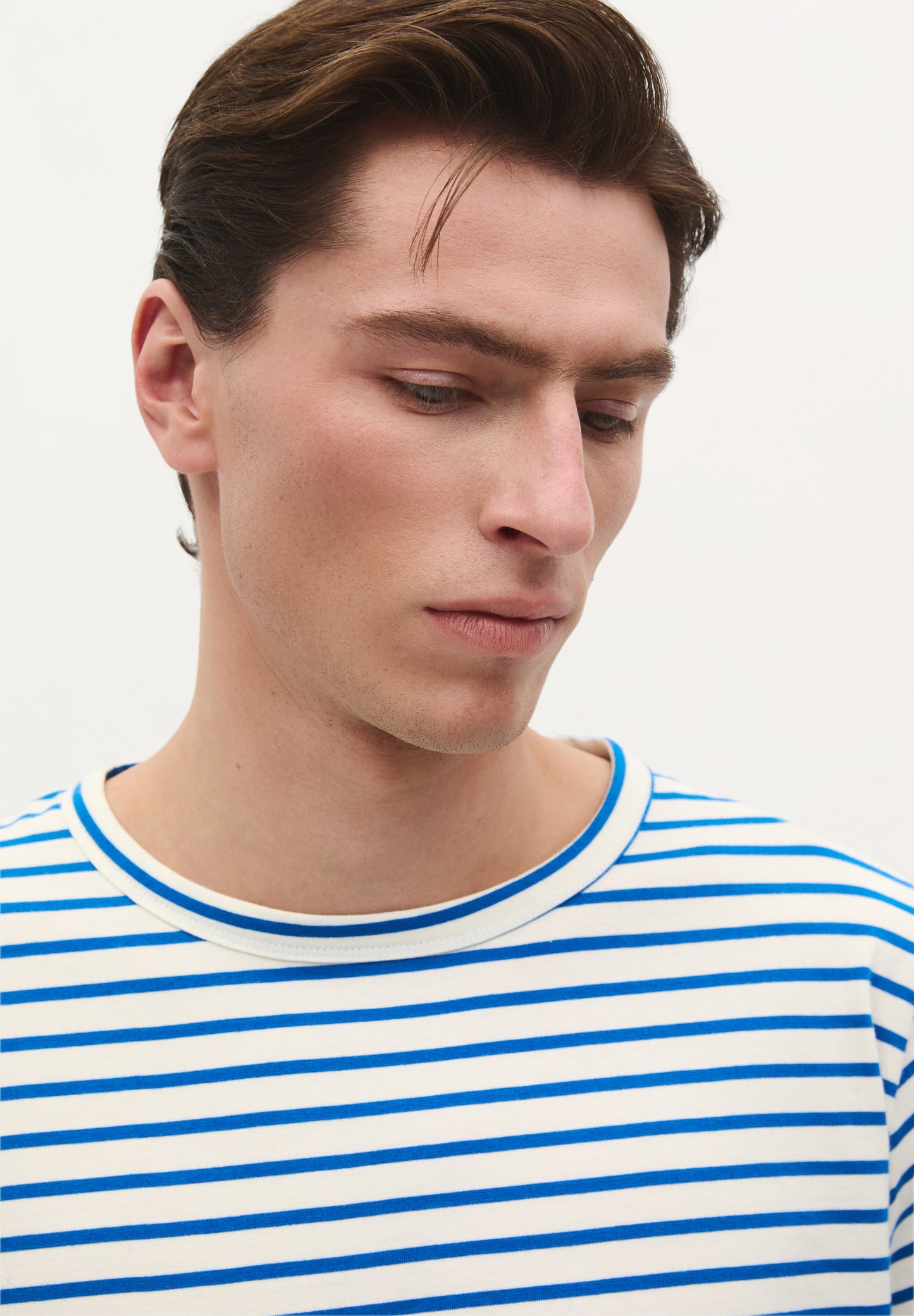 STRIPED EMB LS TEE