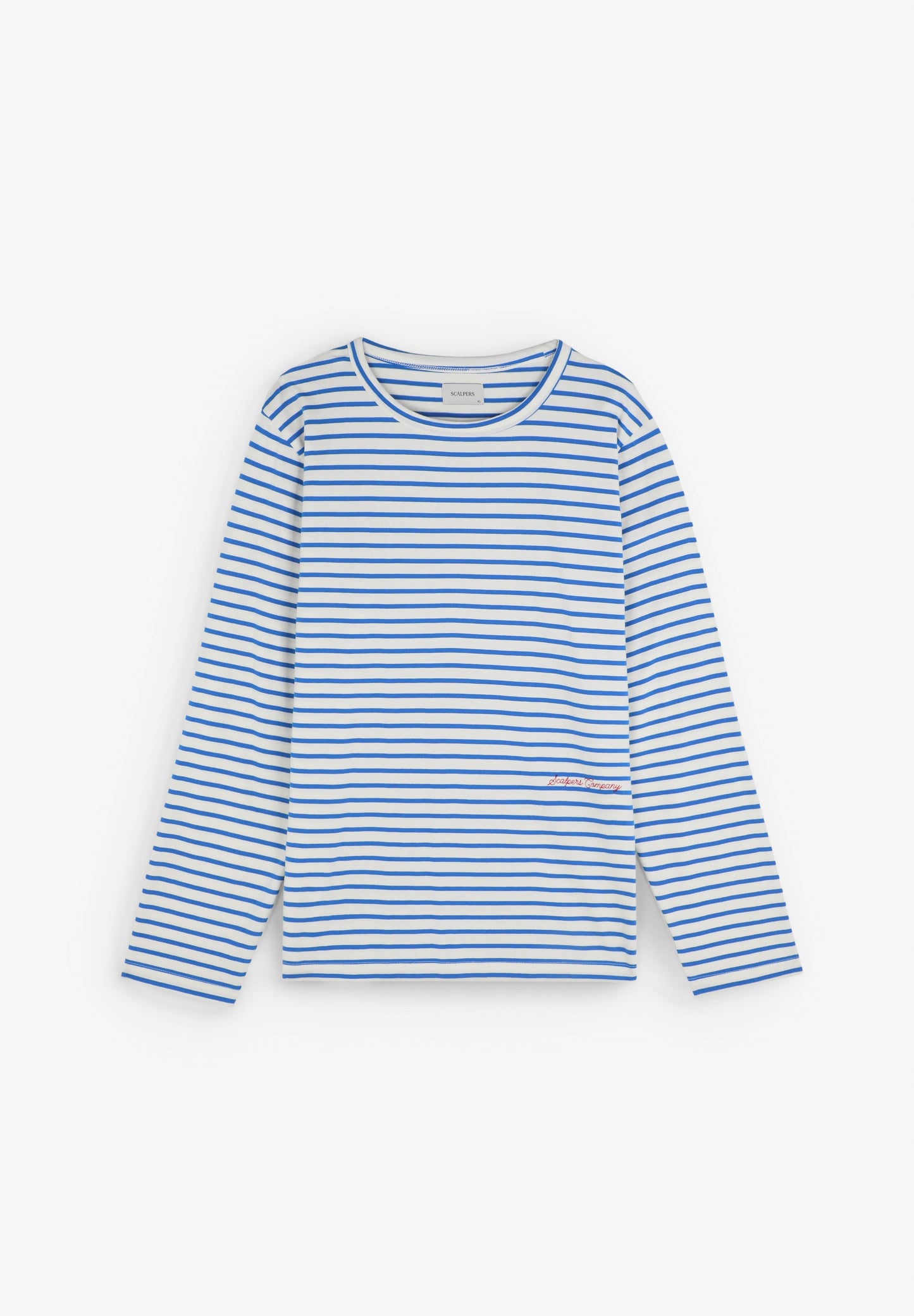 STRIPED EMB LS TEE