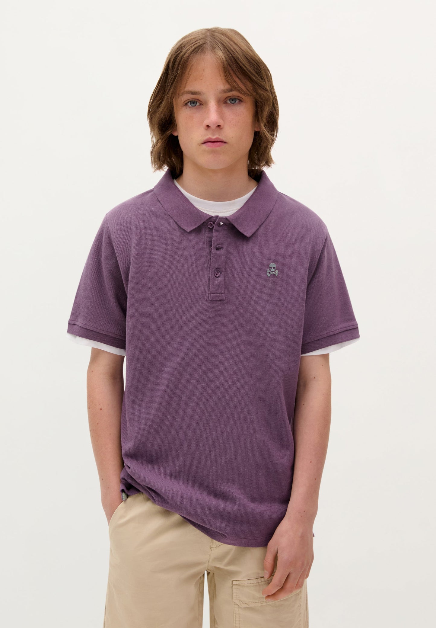 BASIC POLO SHIRT WITH SKULL DETAIL