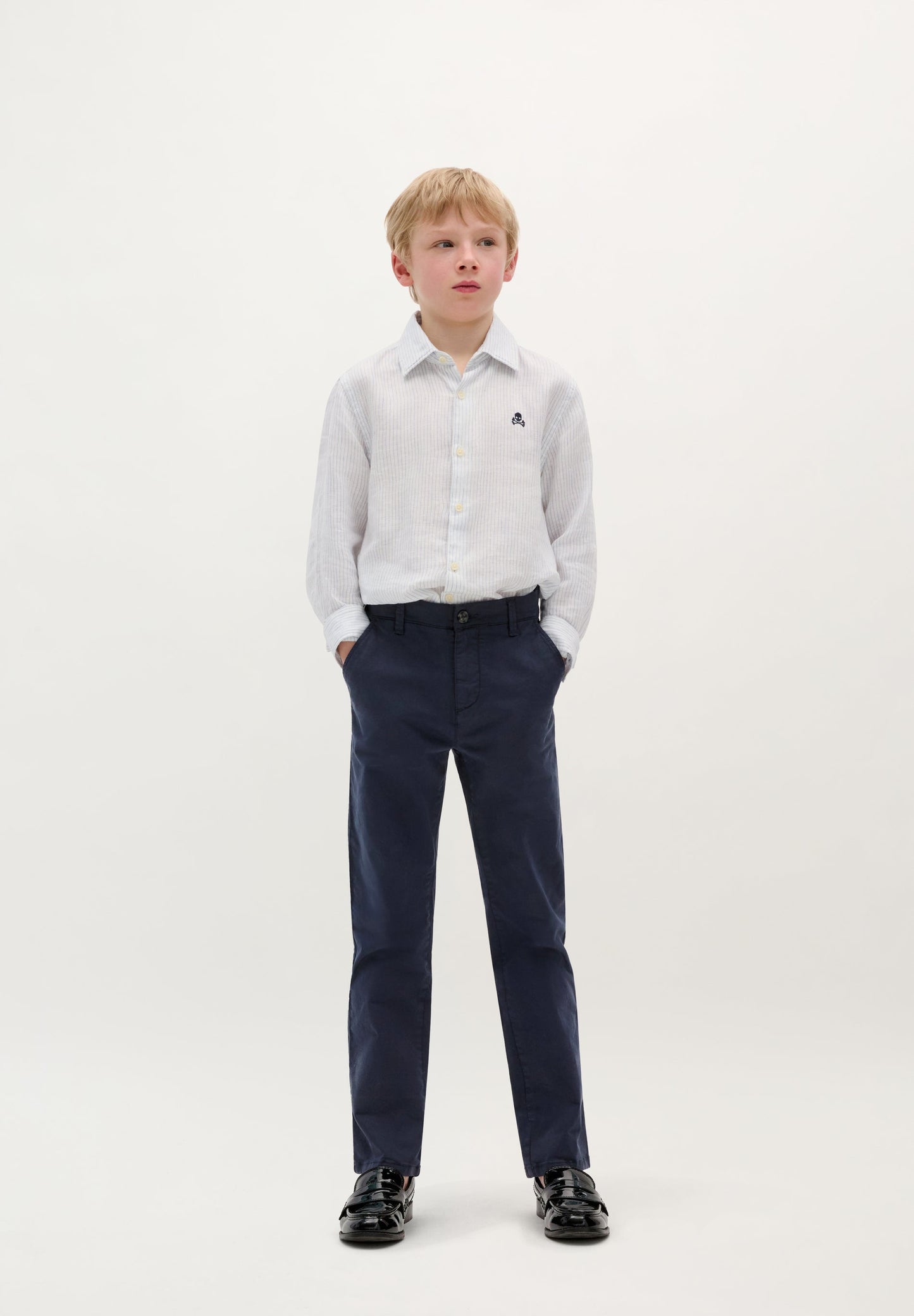 STRIPE LINEN SKULL SHIRT