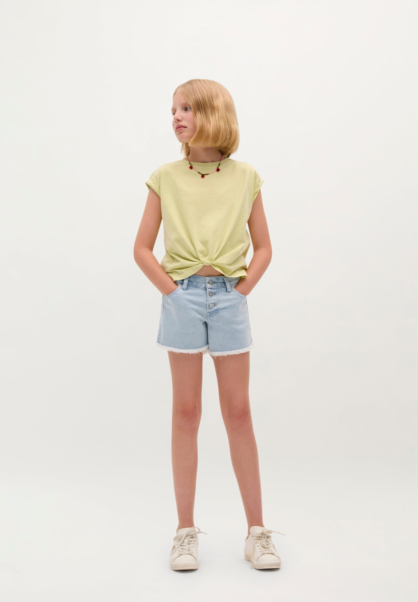 COTTON BACK SKULL KNOTTED T-SHIRT