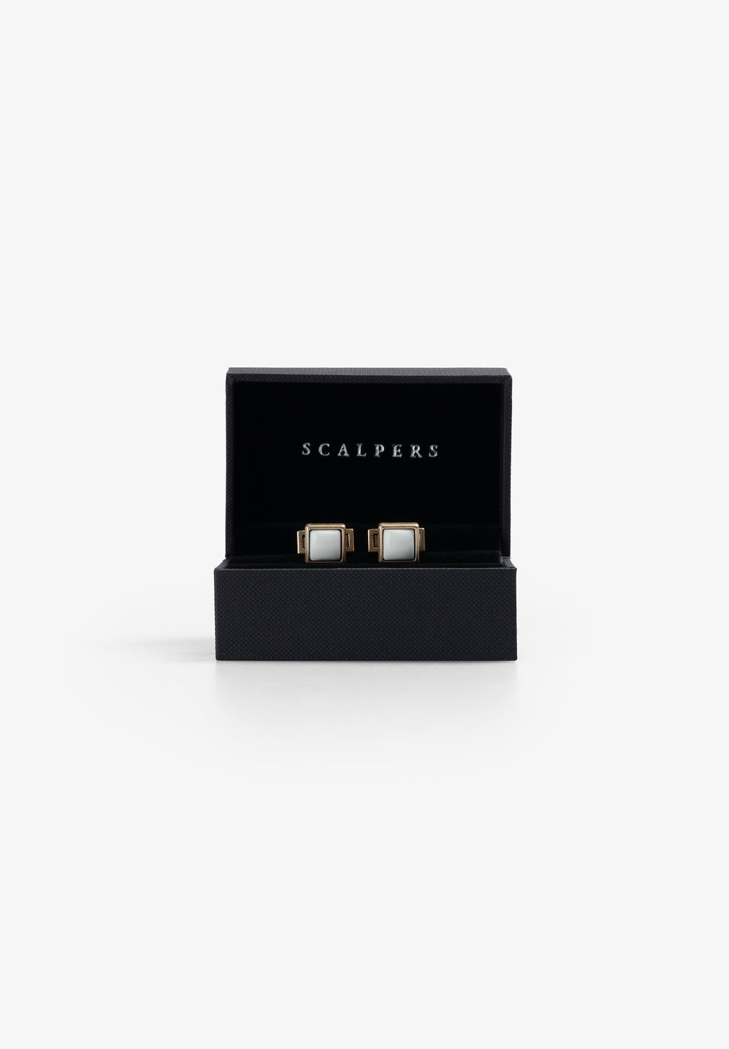 GEMELOS CUADRADOS LATÓN Y PIEDRA - Scalpers