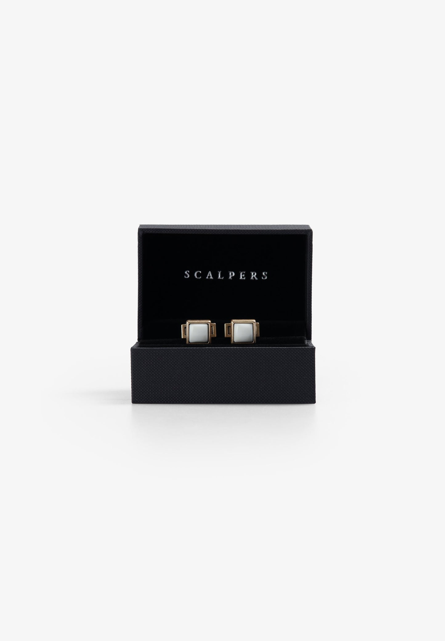 GEMELOS CUADRADOS LATÓN Y PIEDRA - Scalpers