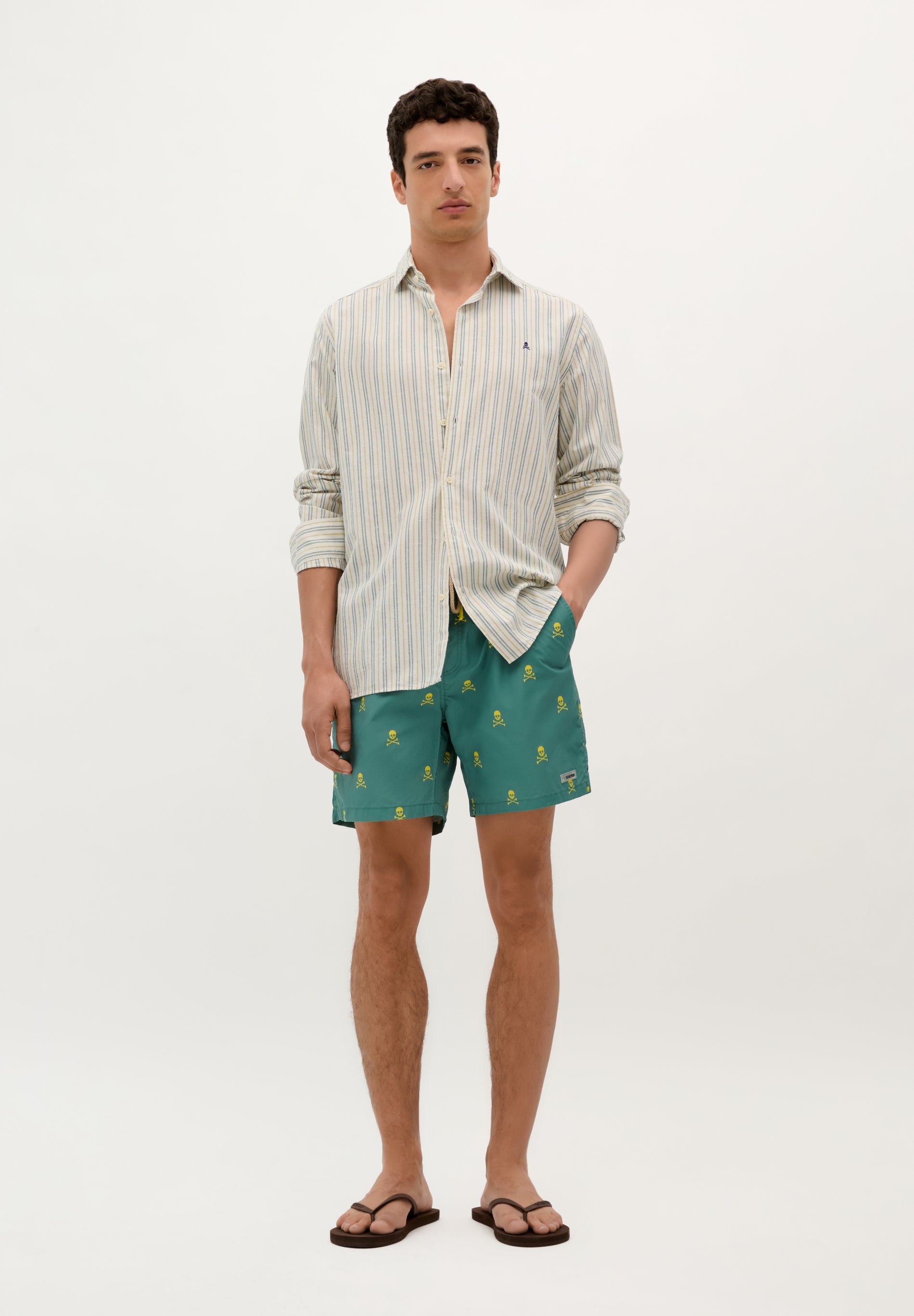 SWIMMING TRUNKS WITH SKULL PRINT