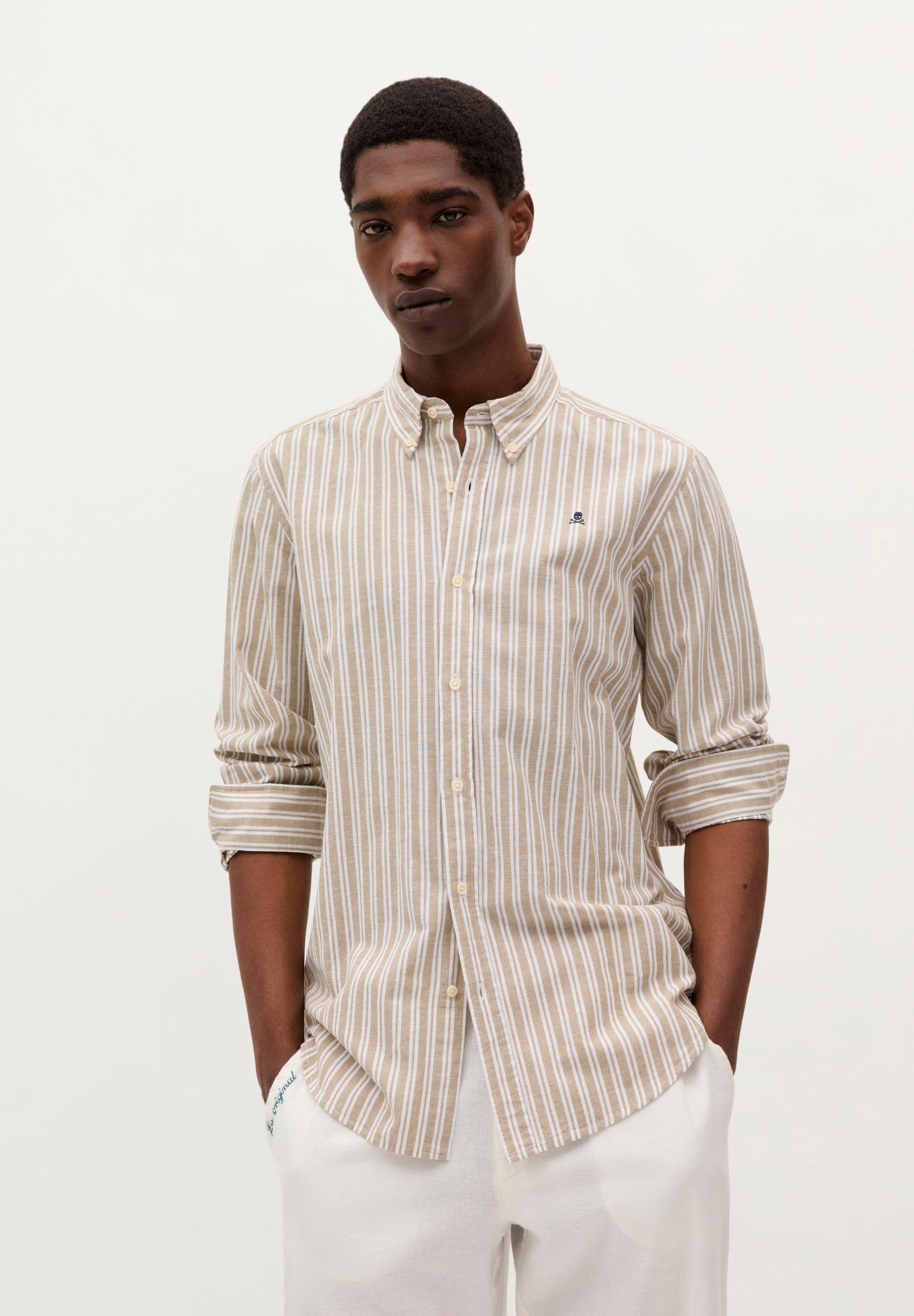 STRIPED SHIRT WITH CONTRAST SKULL