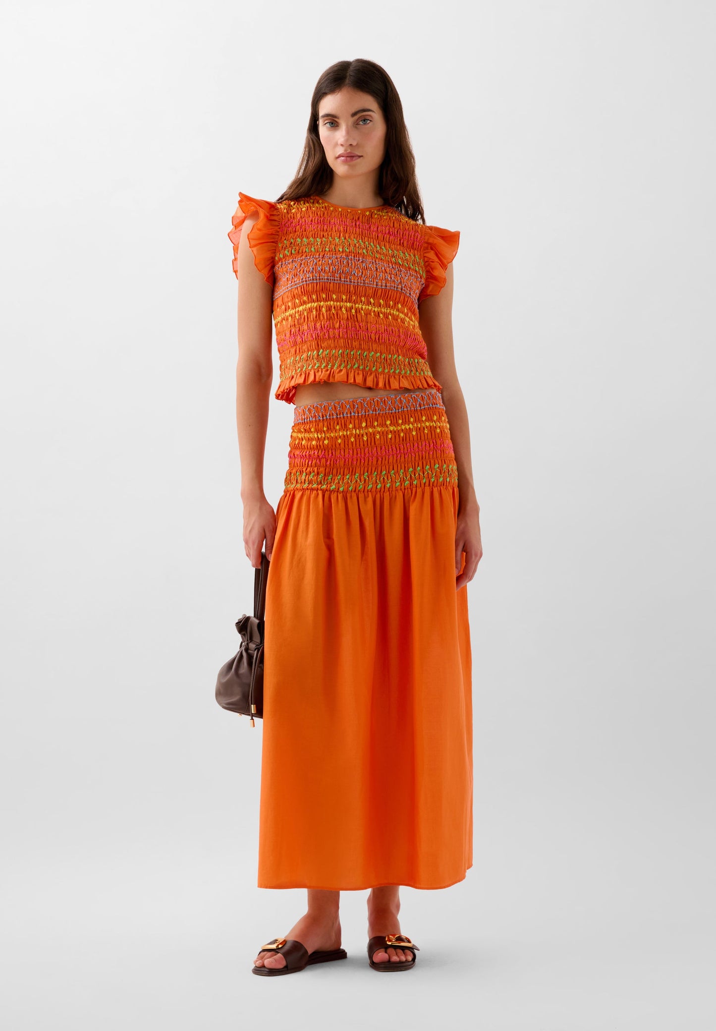 MULTICOLOURED SMOCKING SKIRT