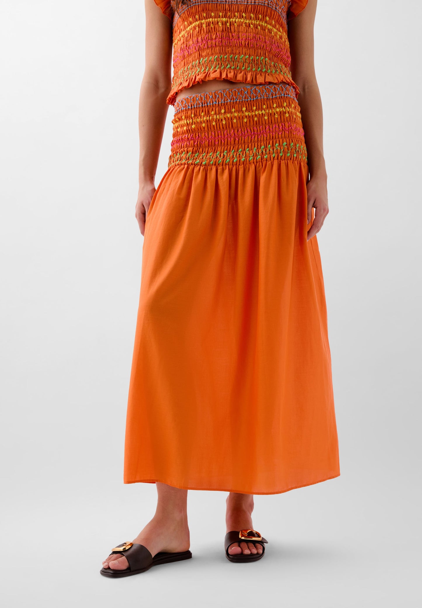 MULTICOLOURED SMOCKING SKIRT