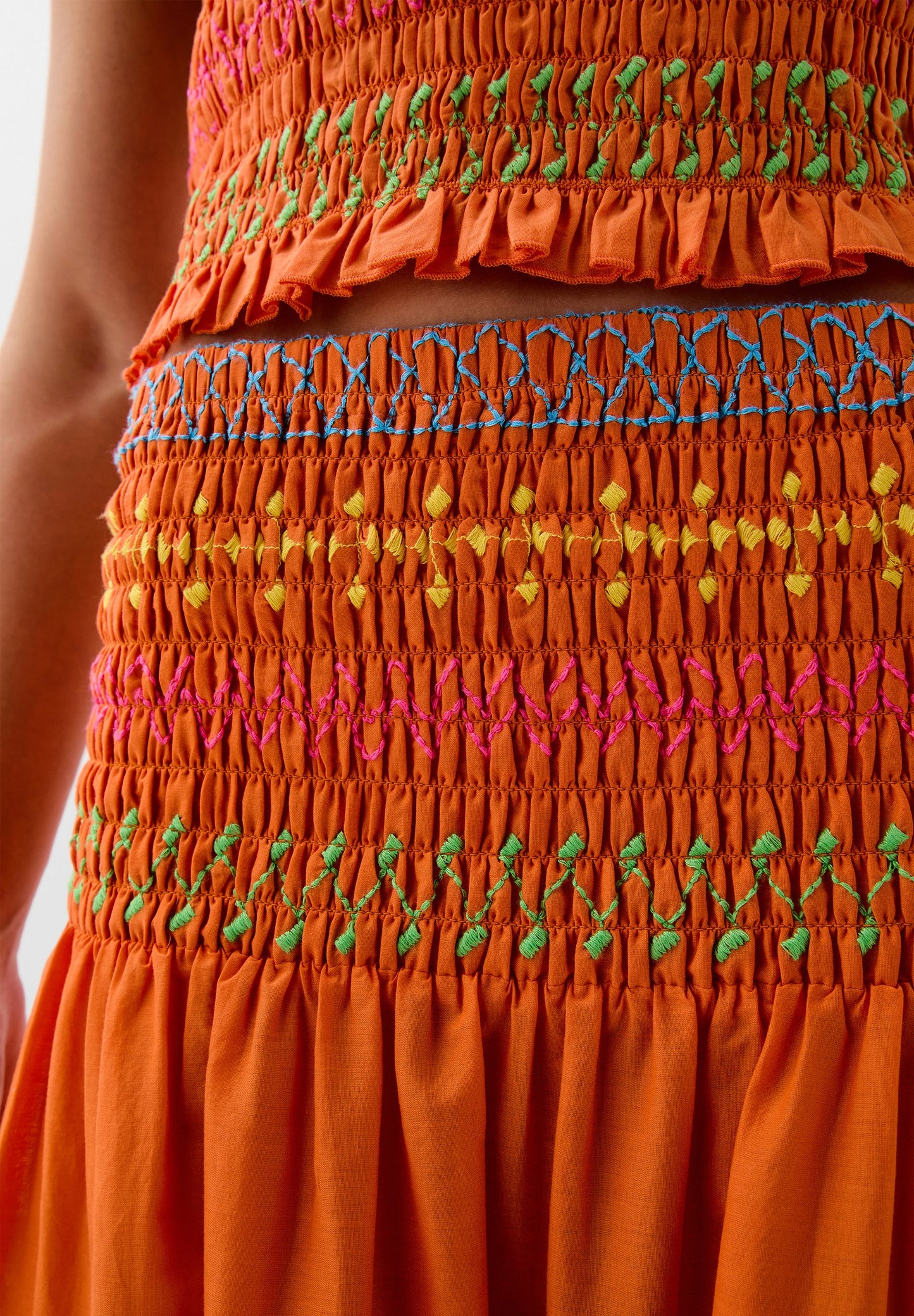 MULTICOLOURED SMOCKING SKIRT