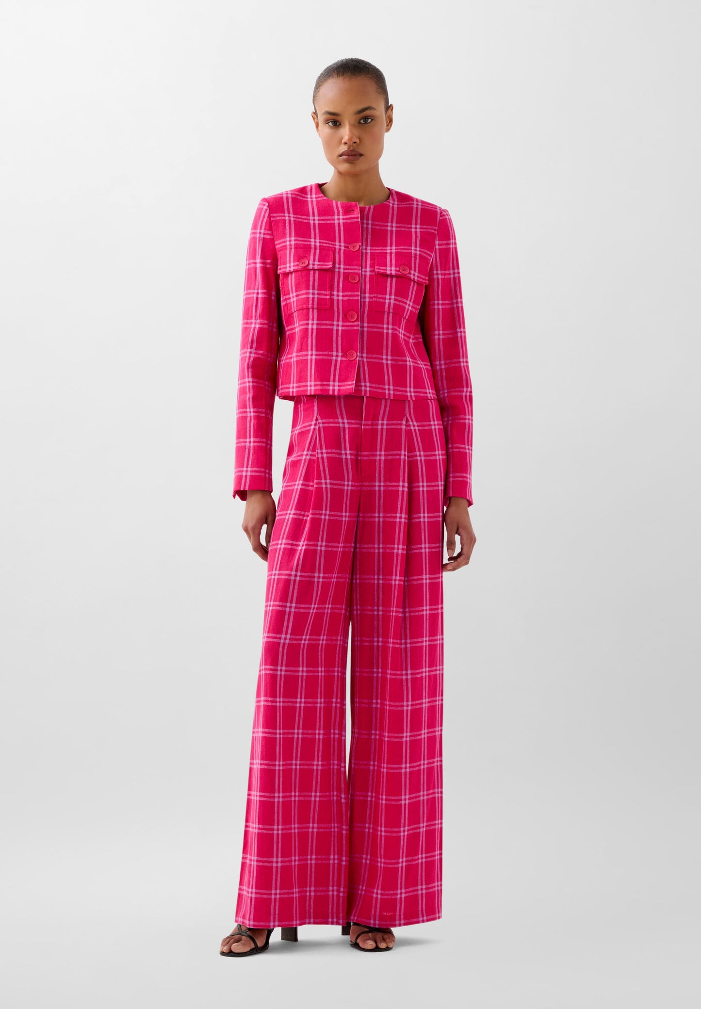 SC LINEN CHECKED BLAZER