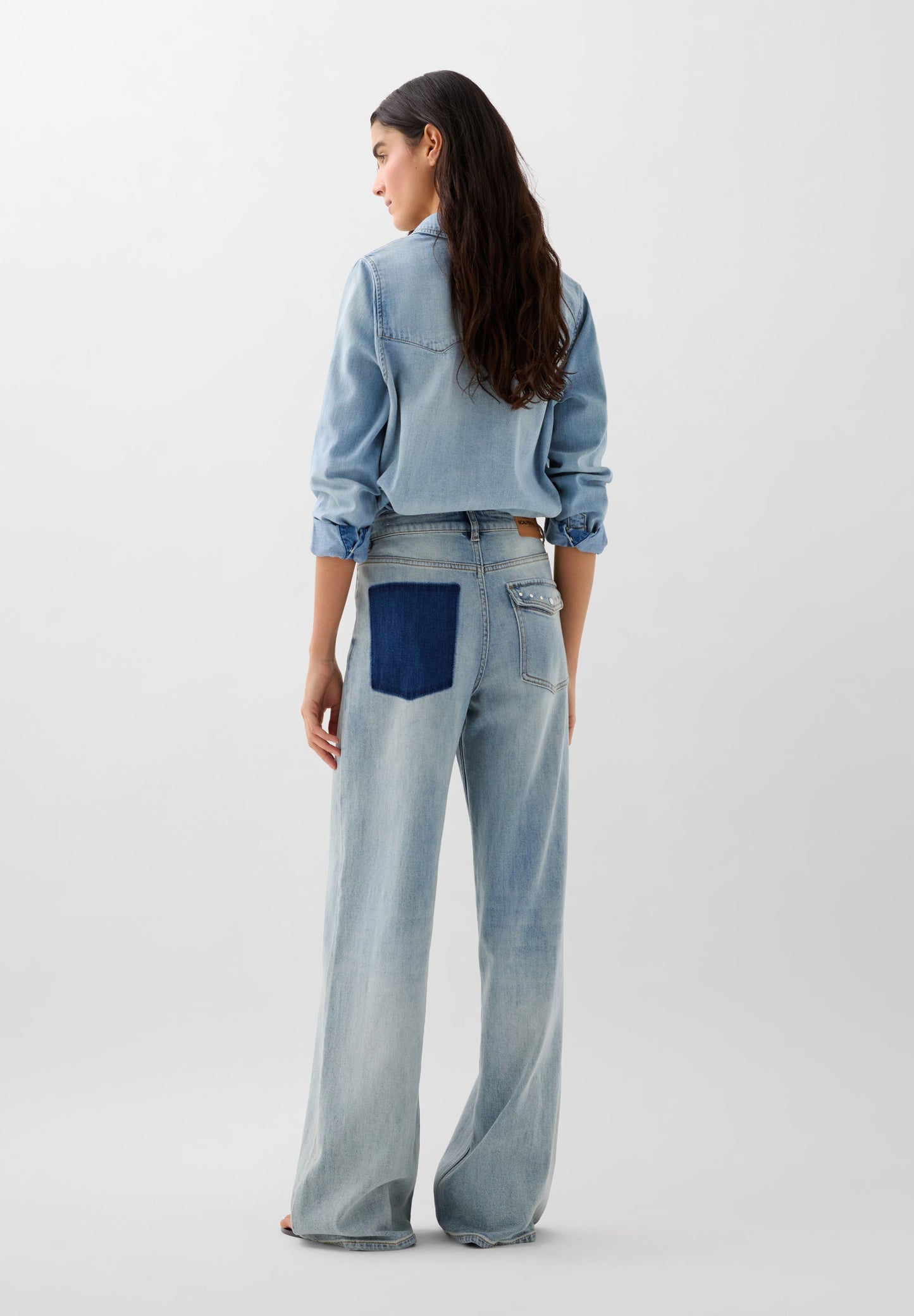 DENIM TROUSERS WITH RHINESTONE DETAIL