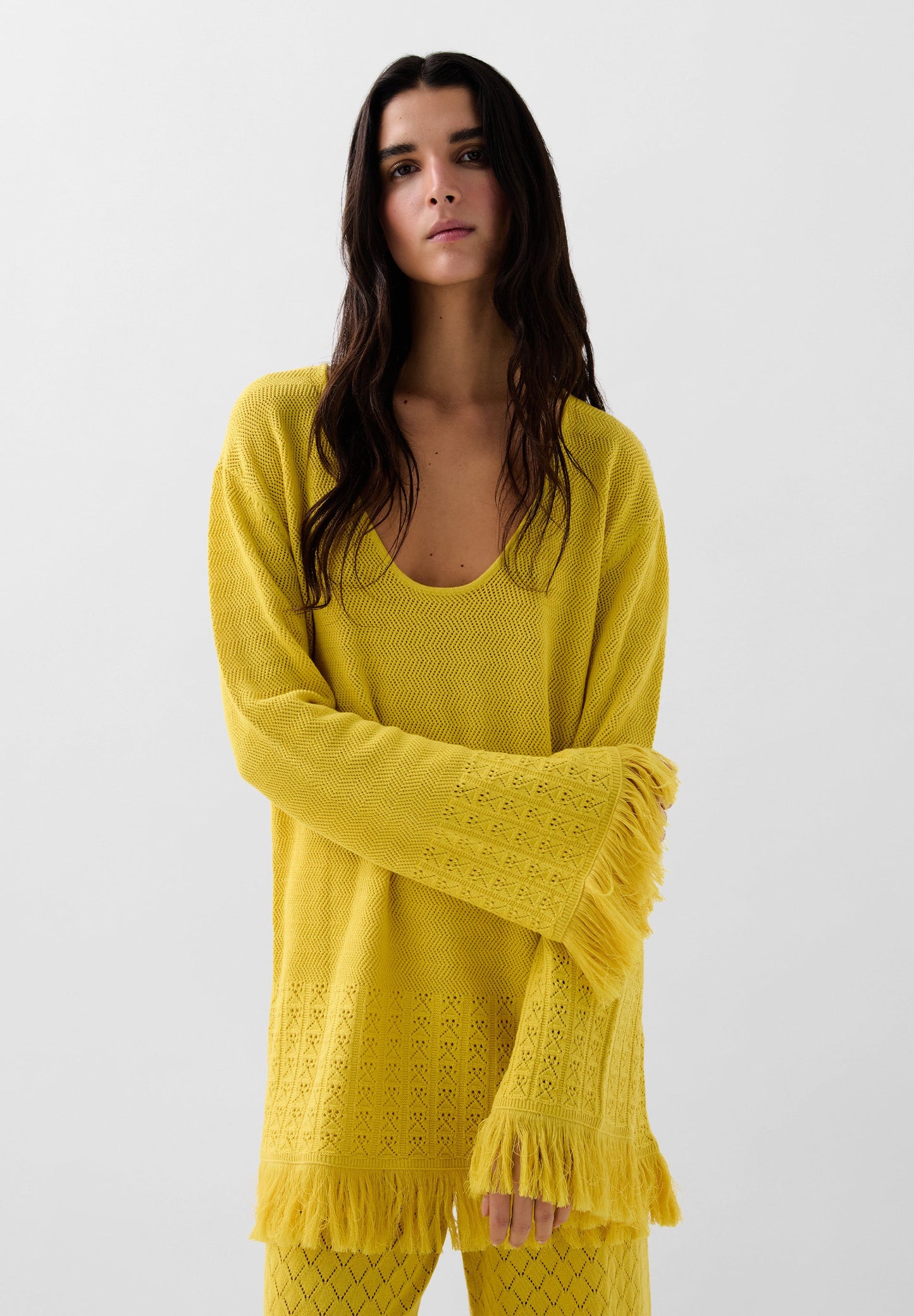 KNIT SWEATER WITH FRINGE