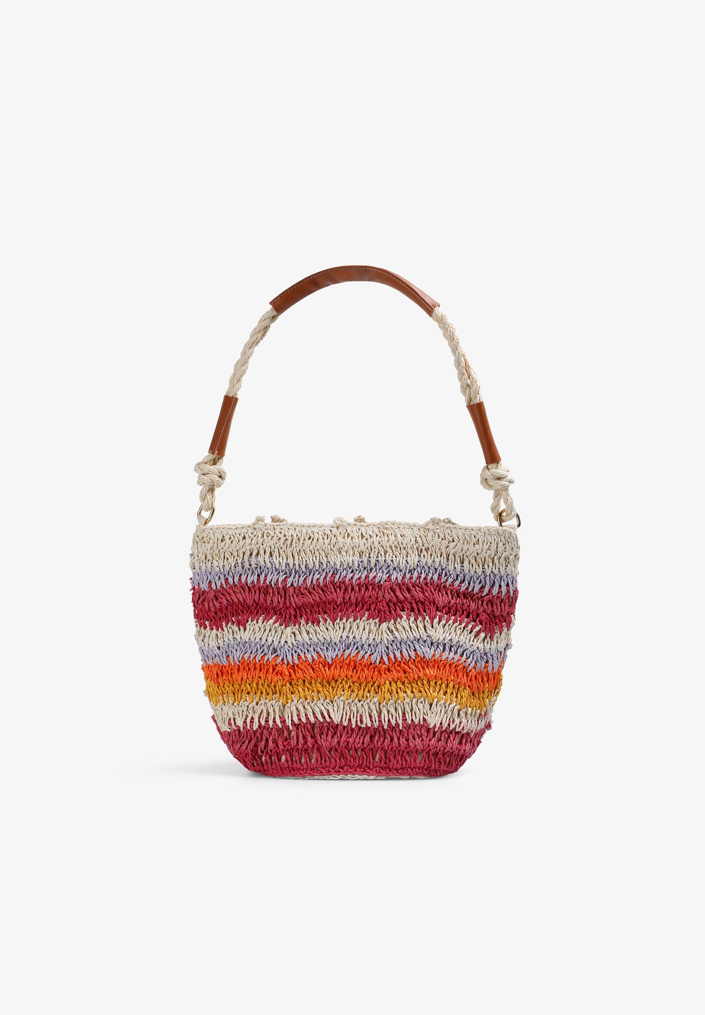 MULTICOLOURED RAFFIA BUCKET BAG