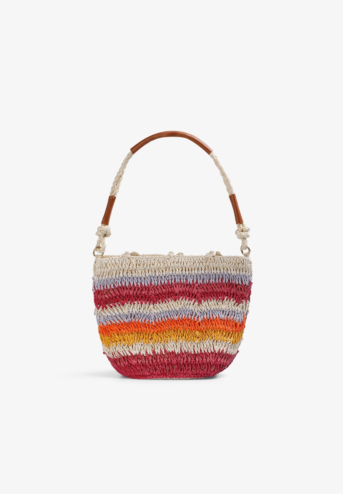 MULTICOLOURED RAFFIA BUCKET BAG
