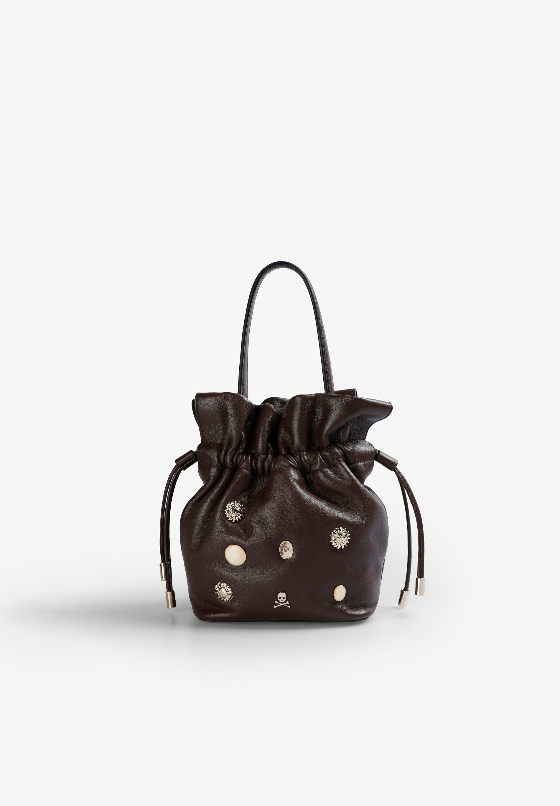 LEATHER BUCKET BAG WITH STUDS