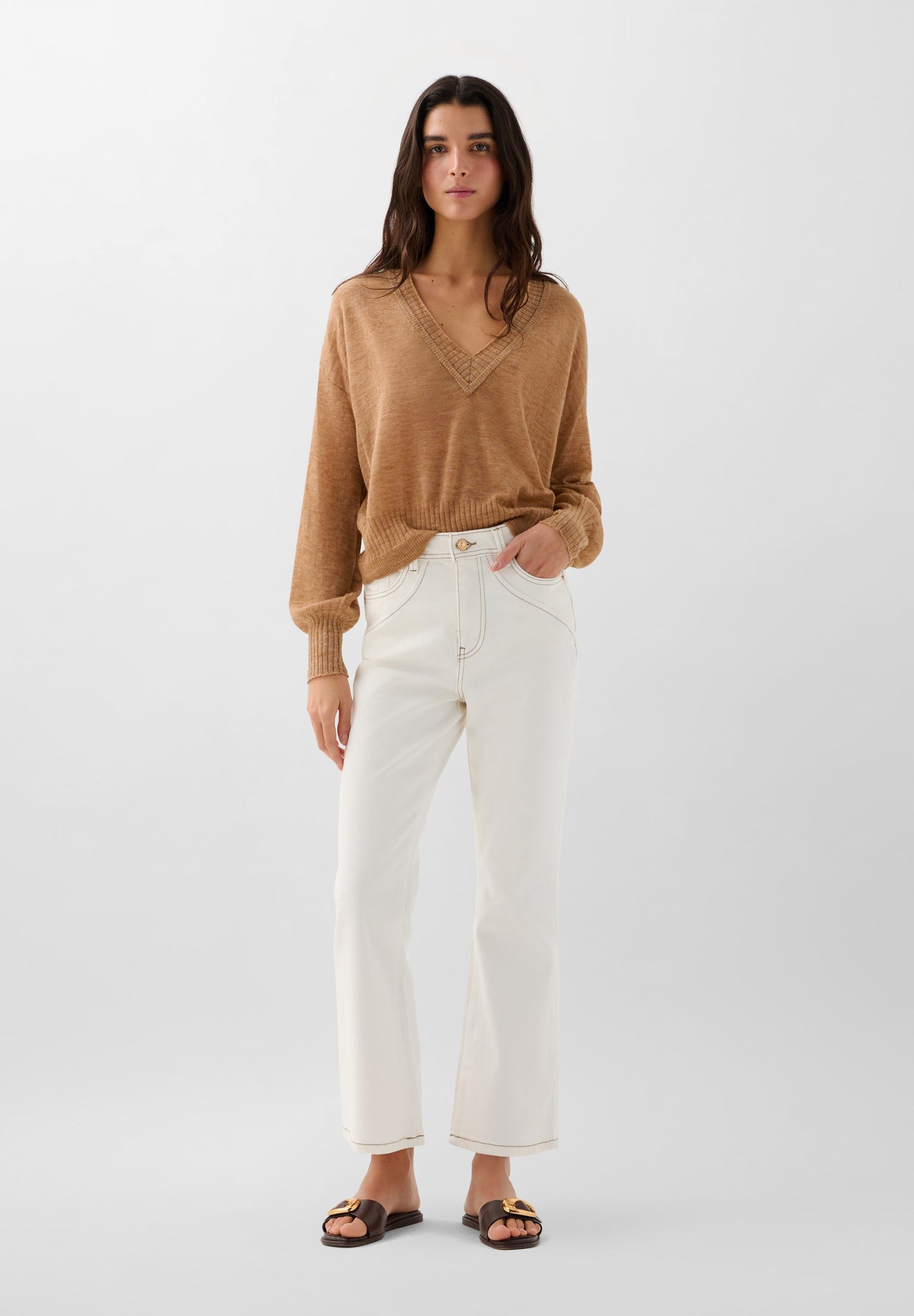 ANKLE JEANS WITH EMBROIDERED SUN