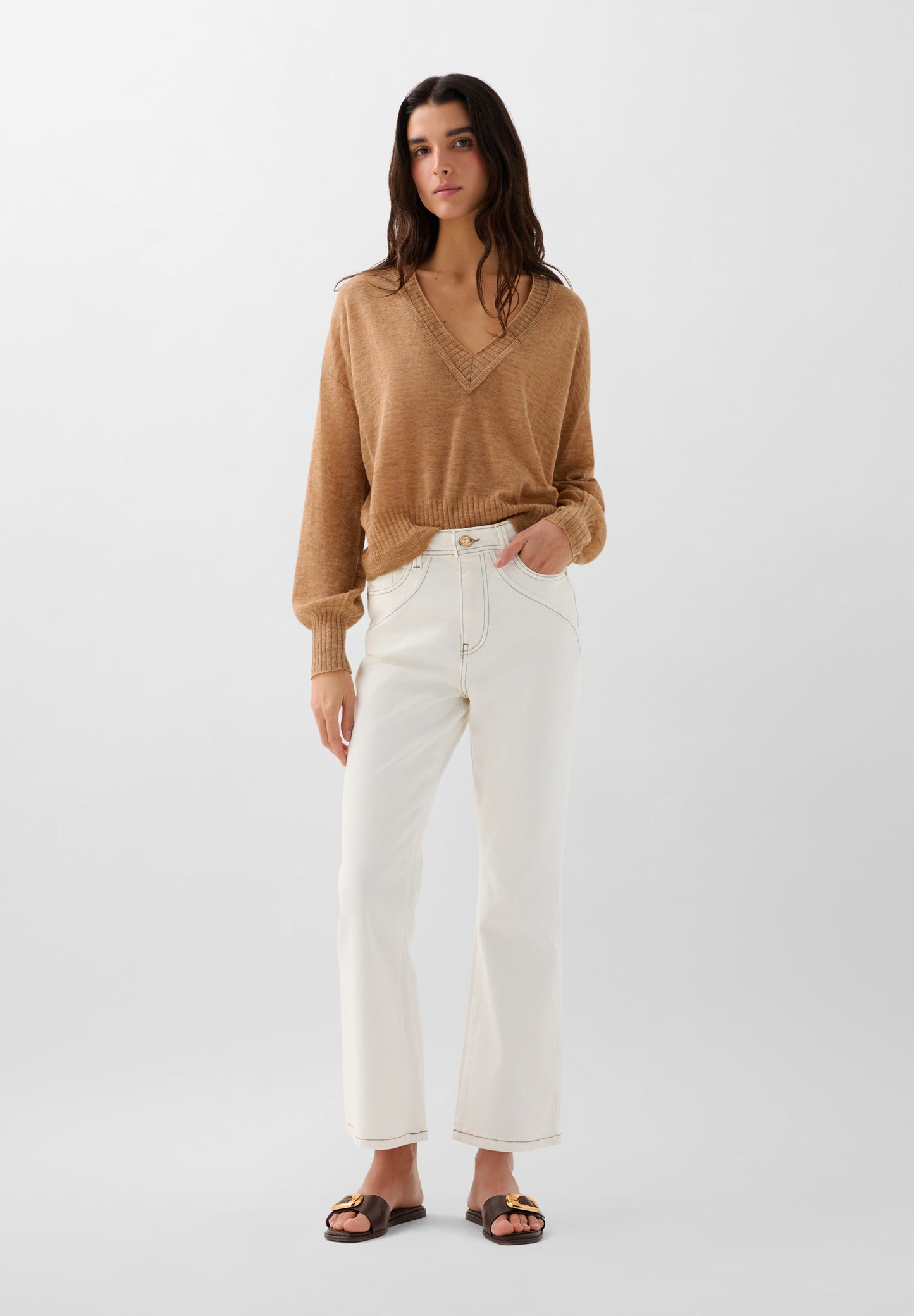 ANKLE JEANS WITH EMBROIDERED SUN