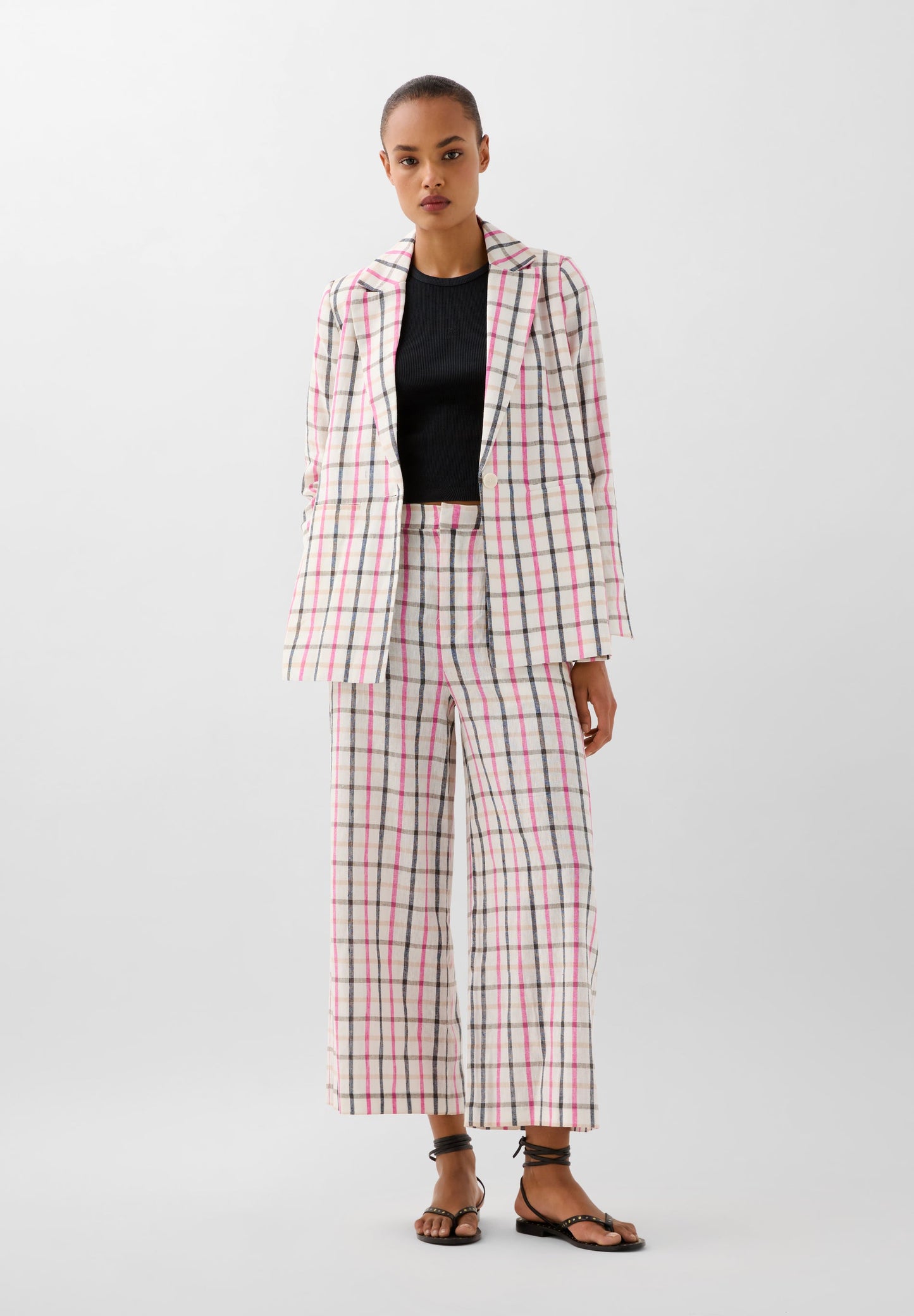 GINGHAM LINEN BLAZER