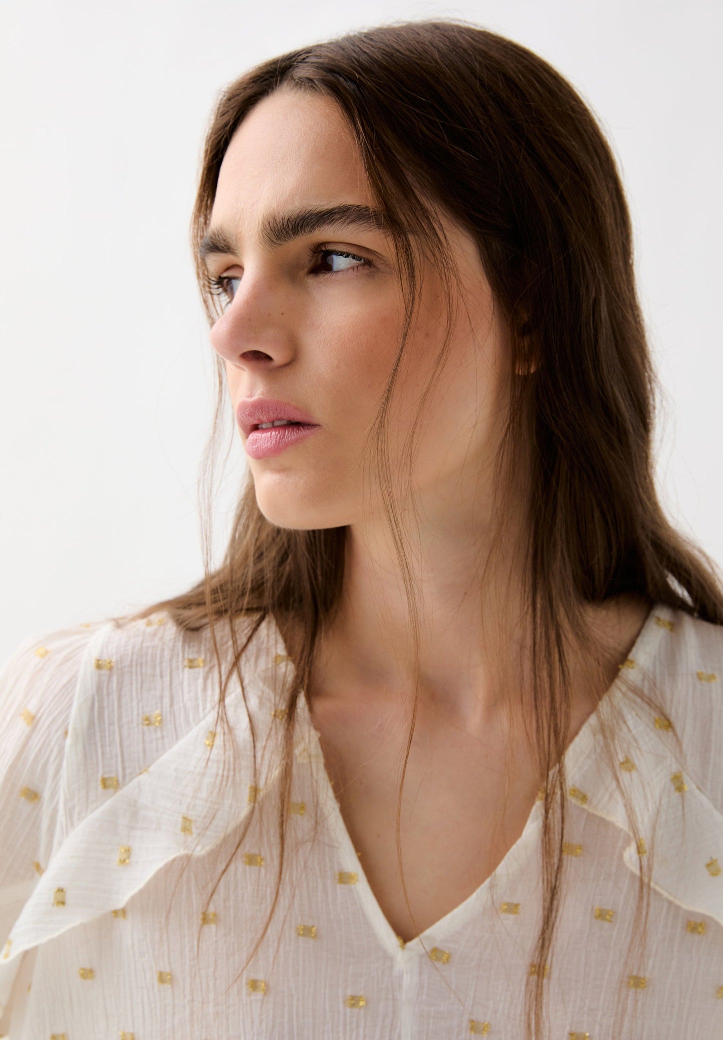 BLOUSE WITH LUREX FRILL DETAIL