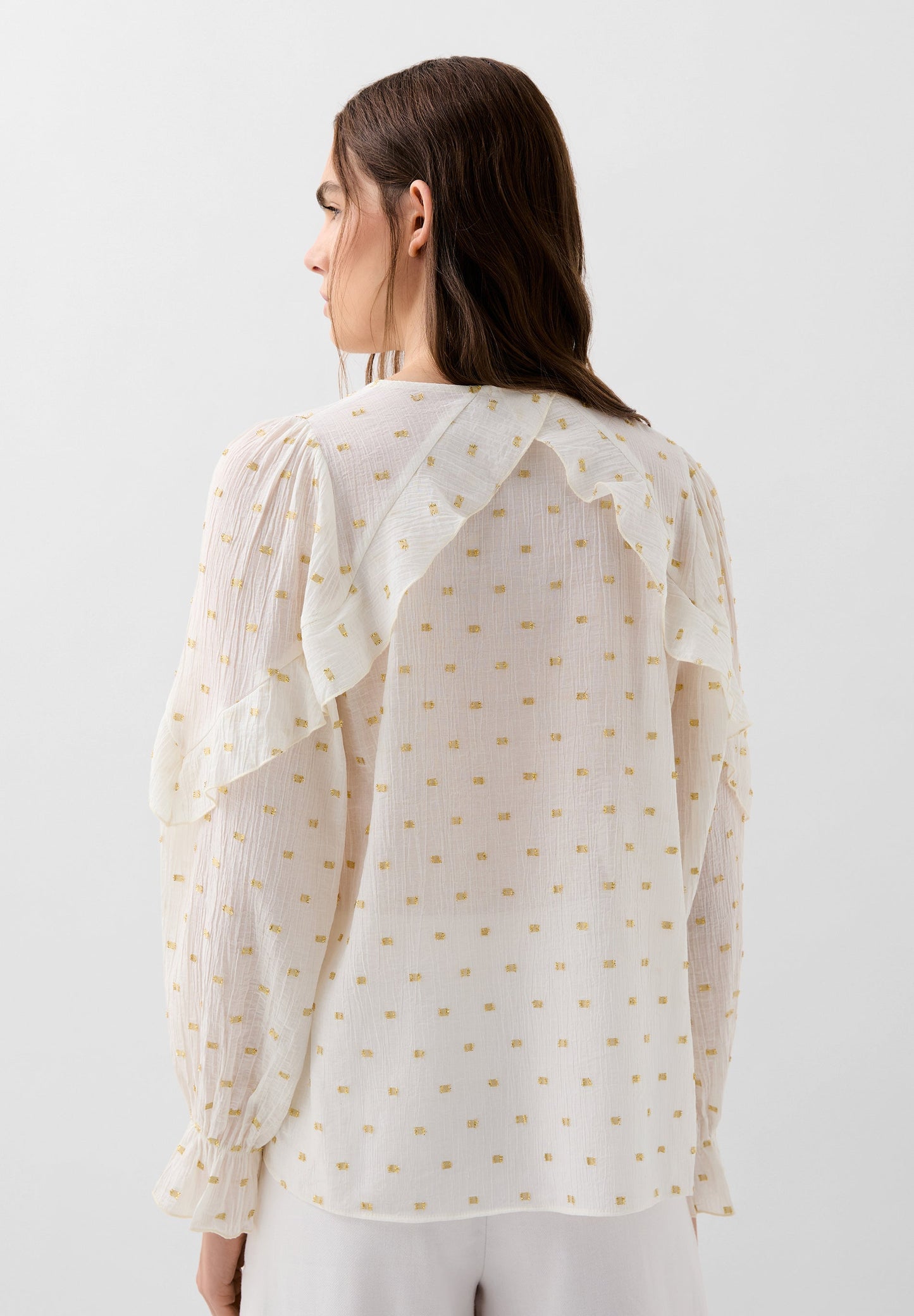 BLOUSE WITH LUREX FRILL DETAIL