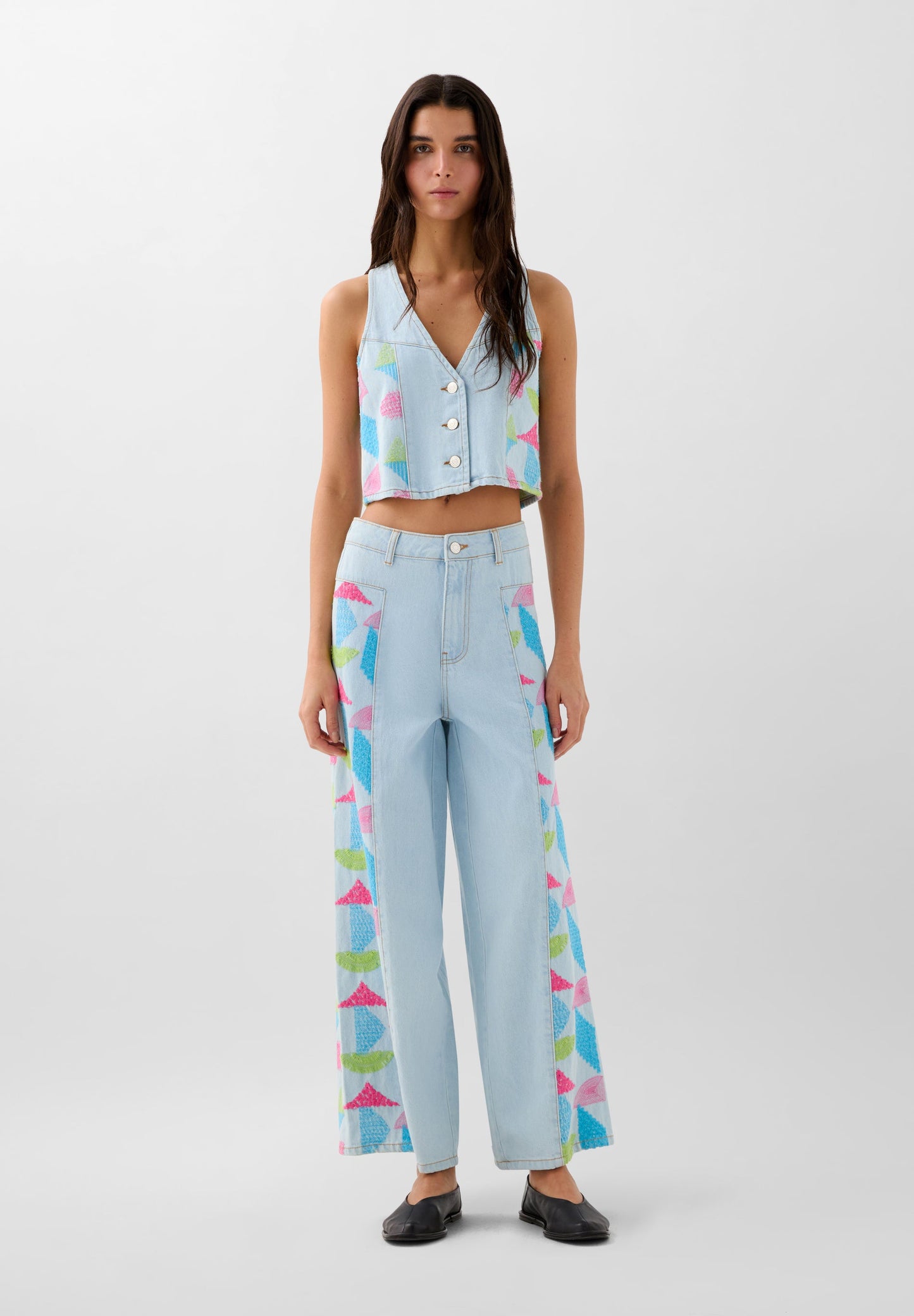 EMBROIDERED CULOTTES JEANS