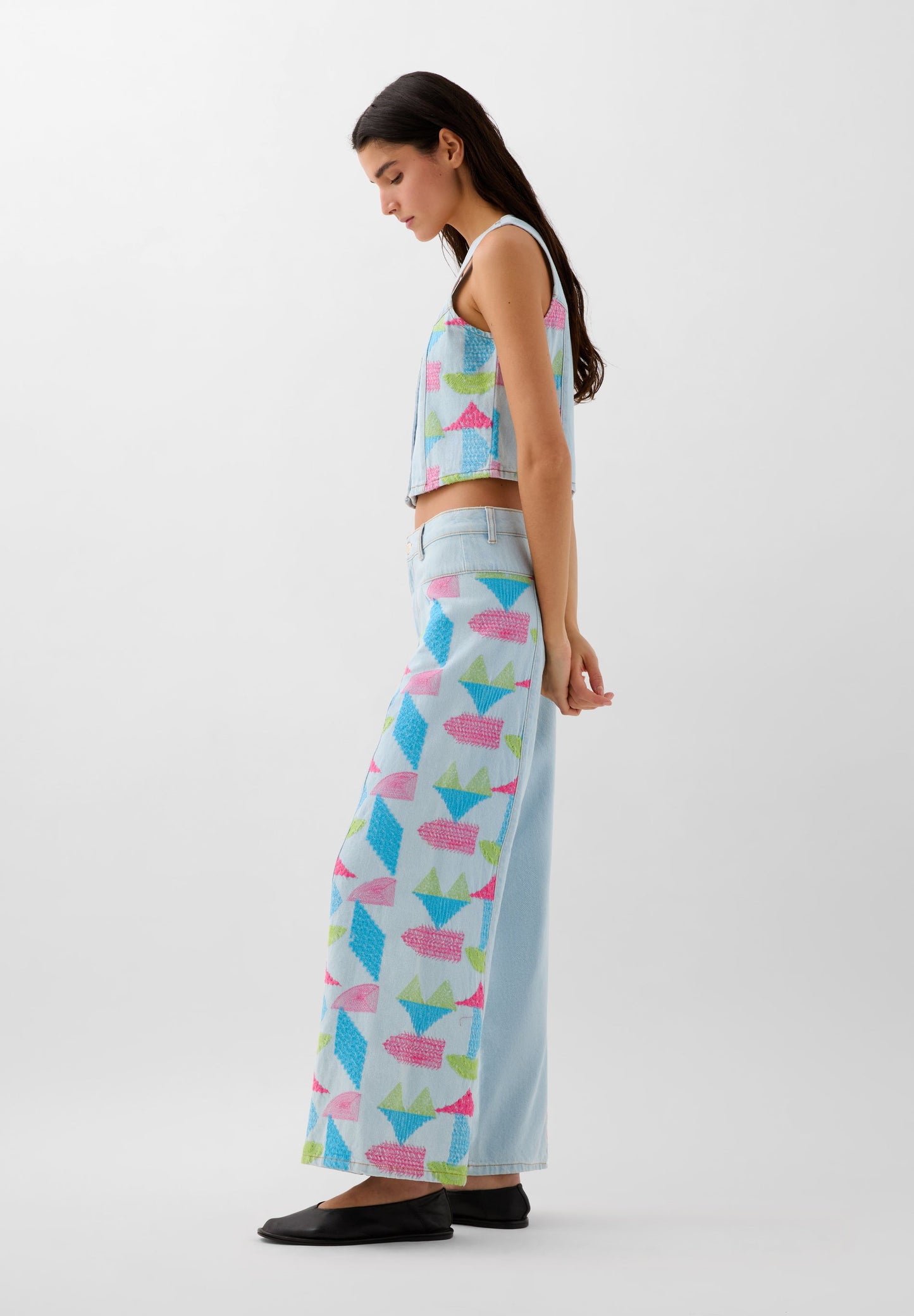 EMBROIDERED CULOTTES JEANS