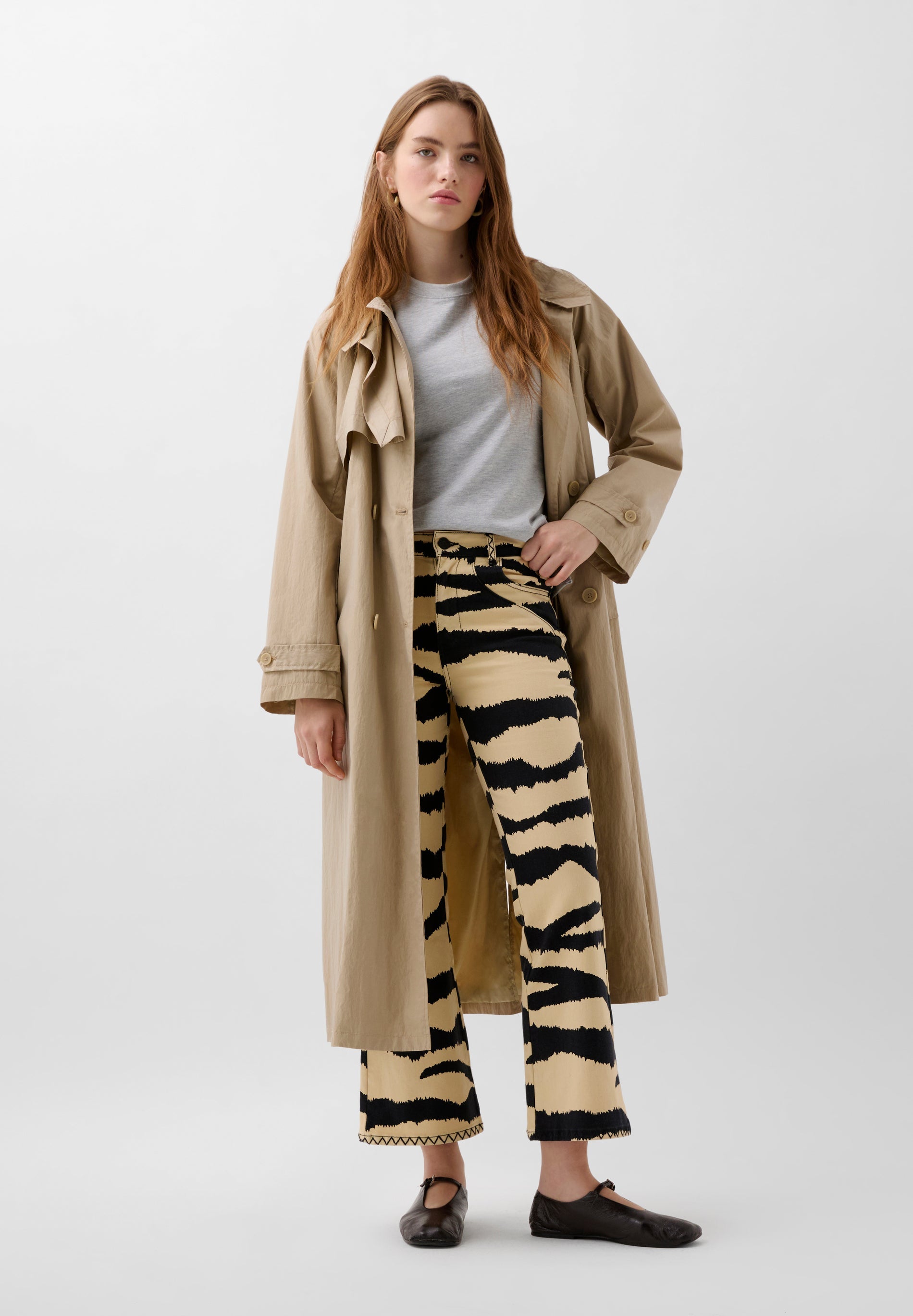 ANKLE FLARE ZEBRA PRINT JEANS