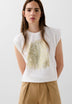 METALLIC SKULL PRINT T-SHIRT