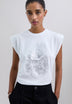 METALLIC SKULL PRINT T-SHIRT