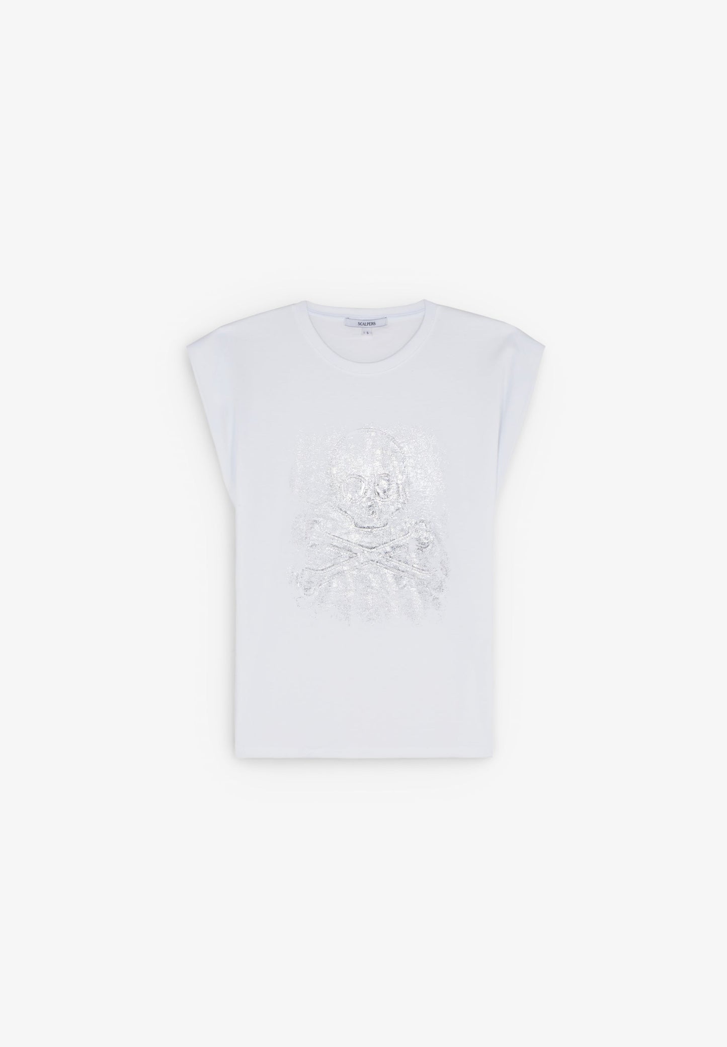 METALLIC SKULL PRINT T-SHIRT