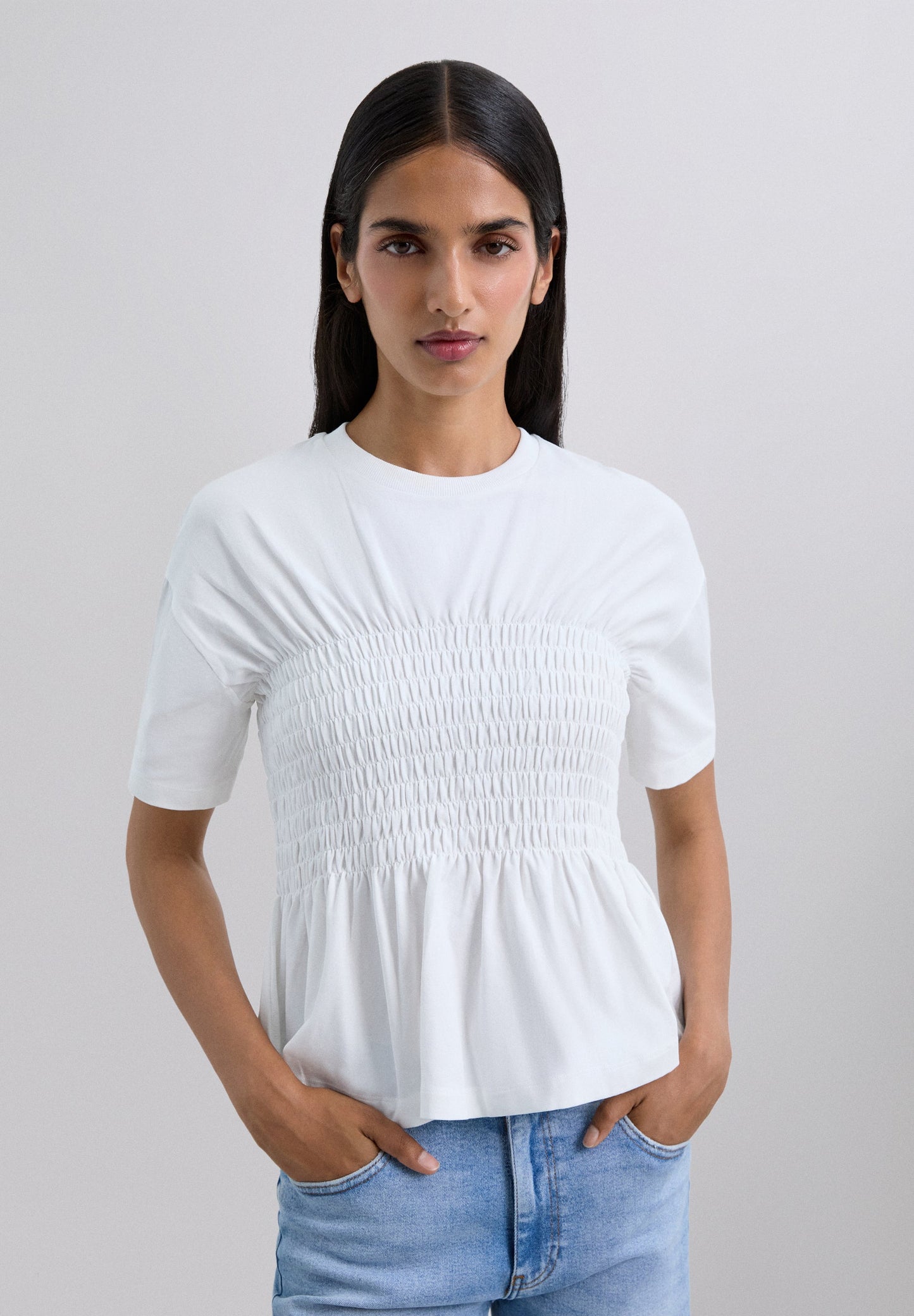 CAMISETA VOLANTES MANGA CORTA