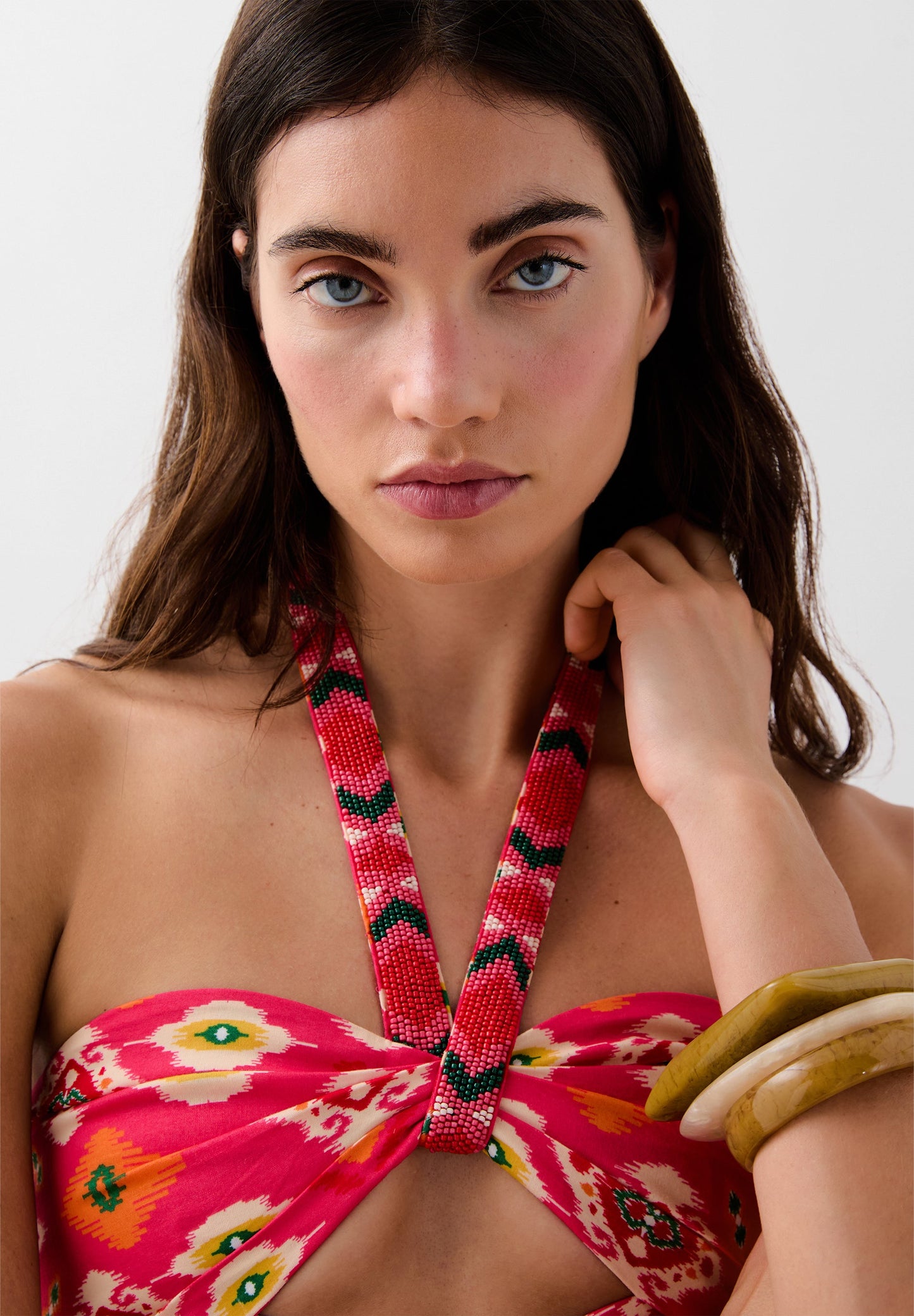 BEADED ETHNIC PRINT TOP