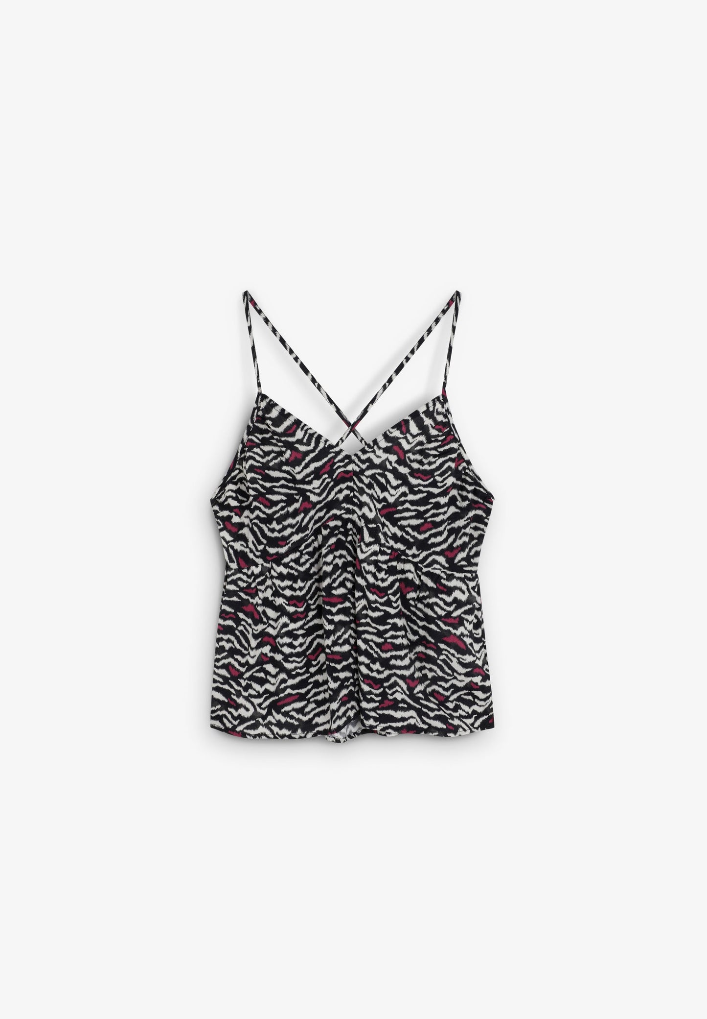ANIMAL PRINT GATHERED TOP