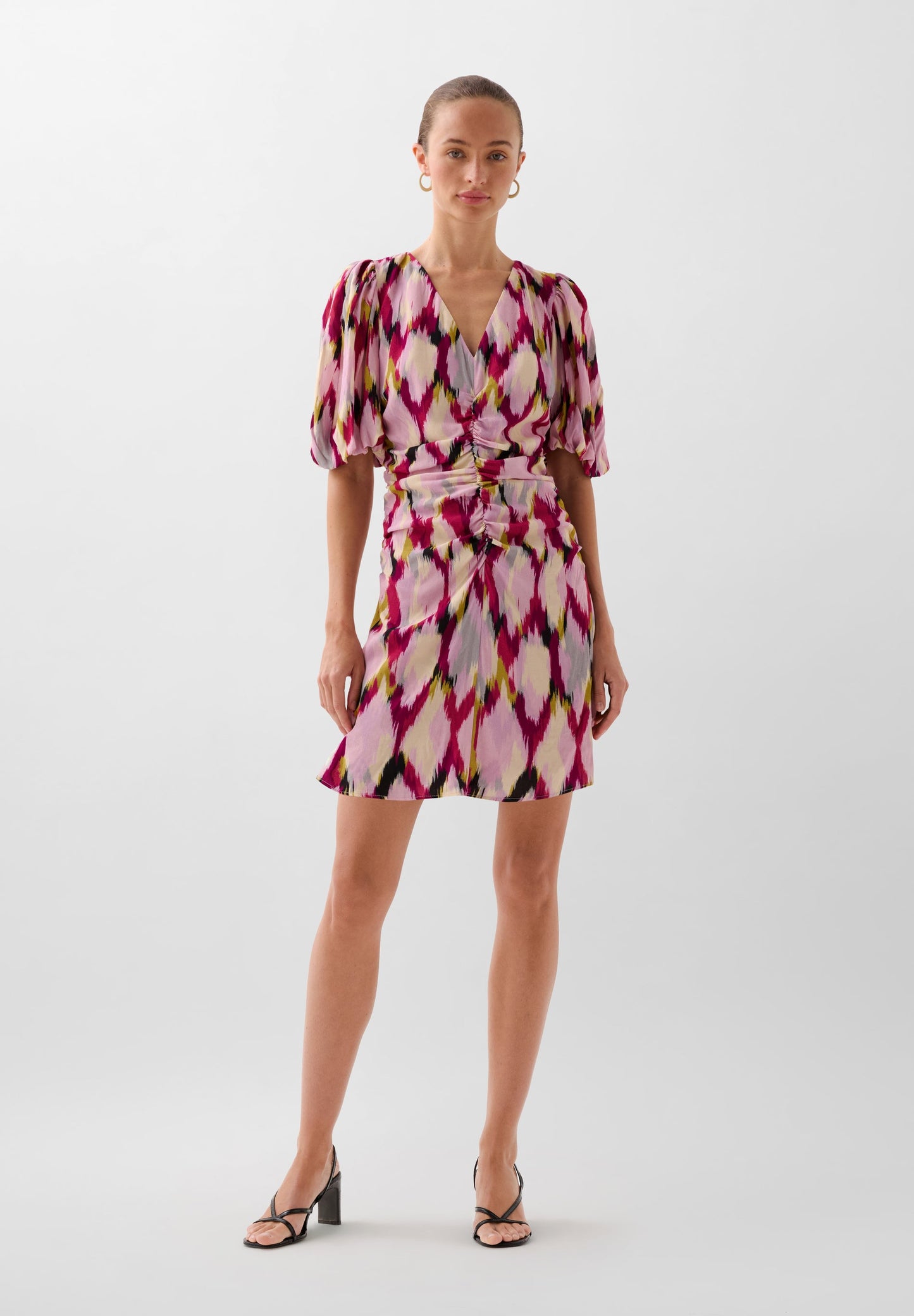 PRINTED MINI DRESS WITH RUFFLES