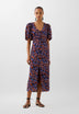 PRINTED DRESS WITH FRONT GATHERING