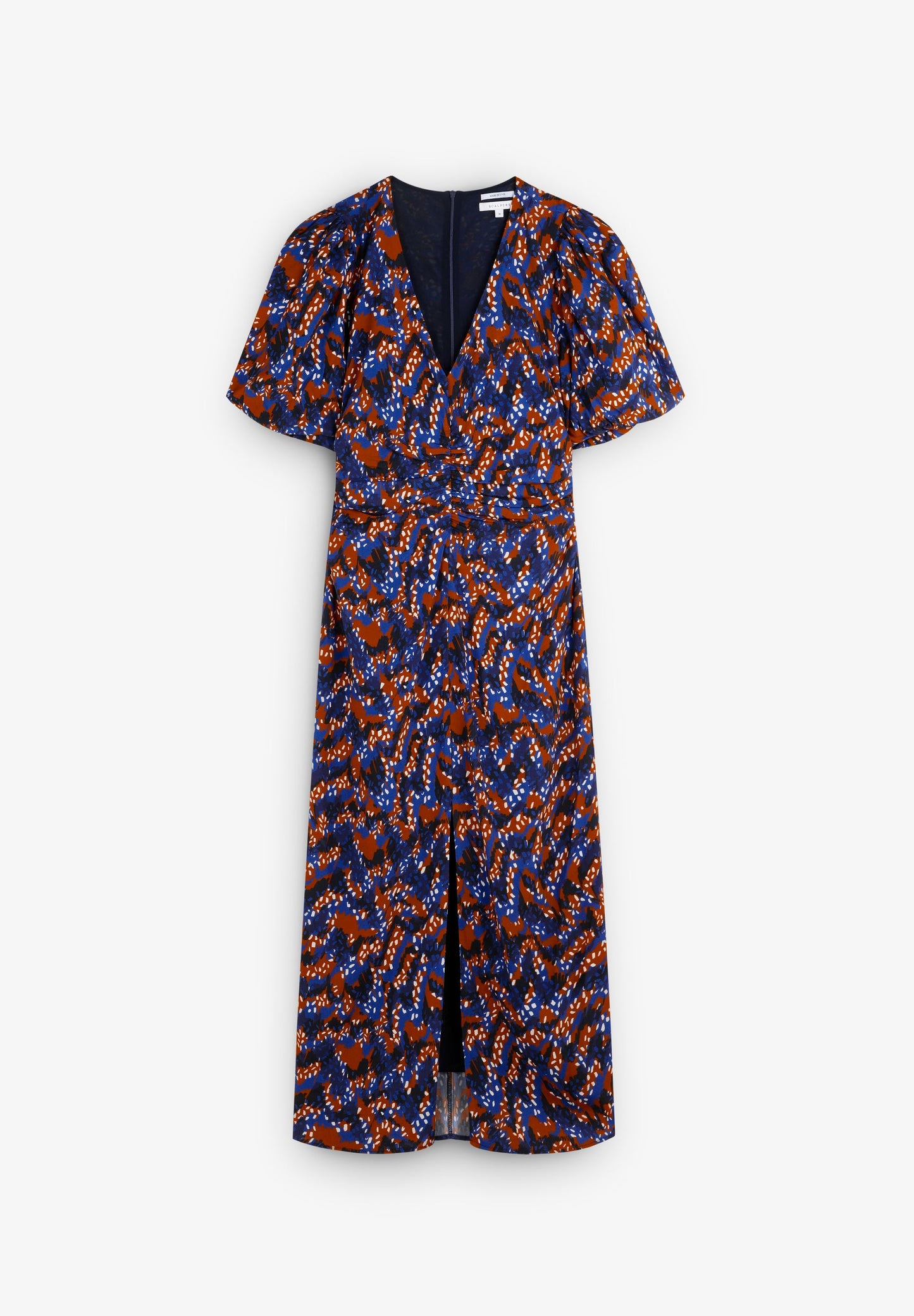 PRINTED DRESS WITH FRONT GATHERING