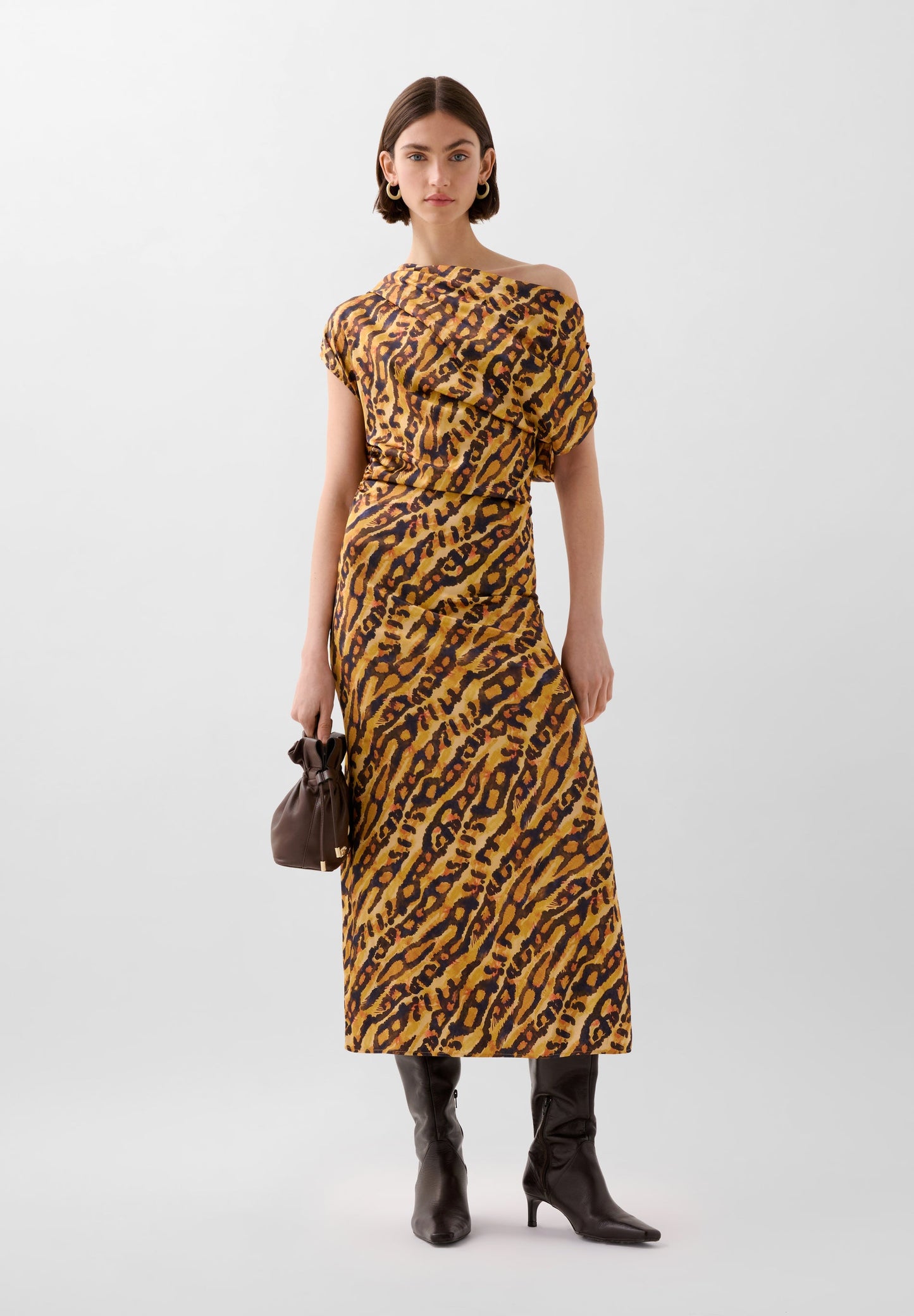 ANIMAL PRINT SATIN DRESS