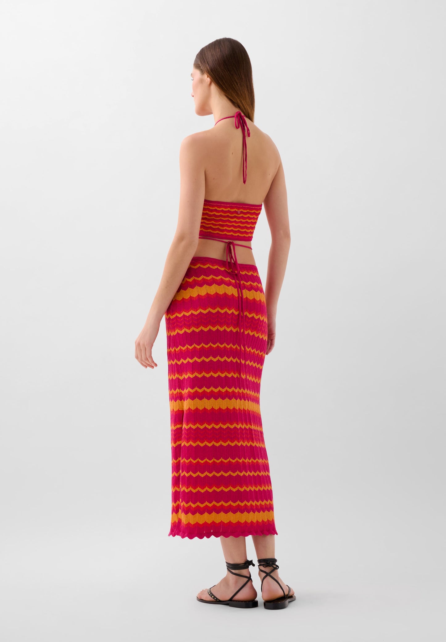 TWO-TONE KNIT DRESS WITH SLITS