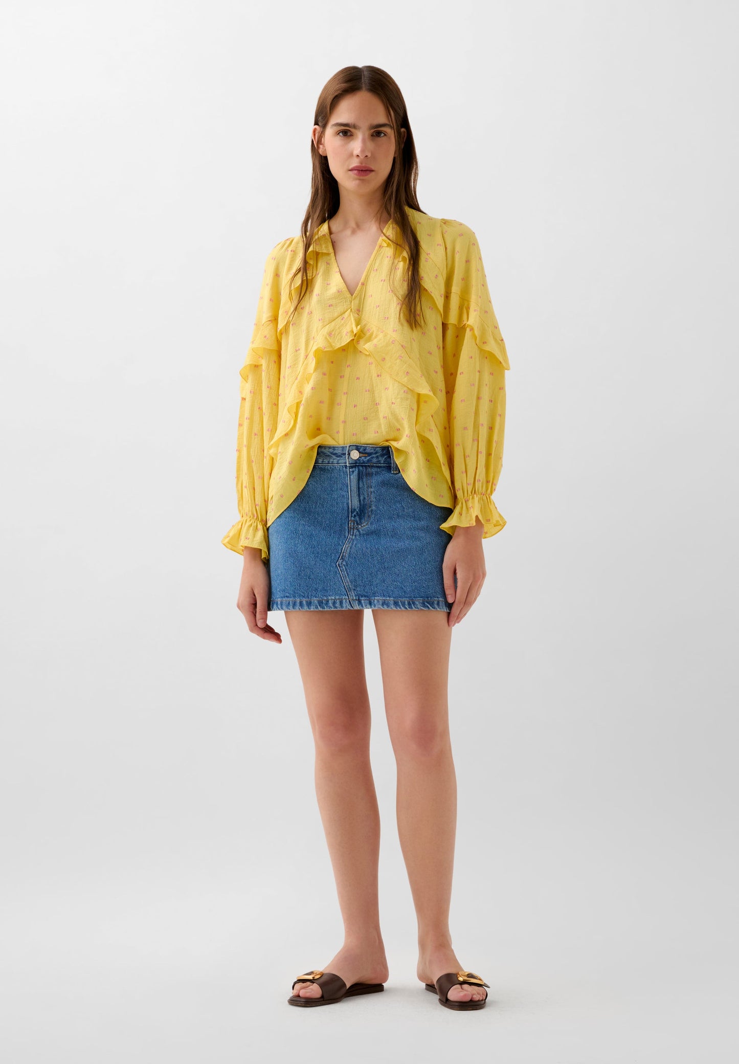 BLOUSE WITH LUREX FRILL DETAIL