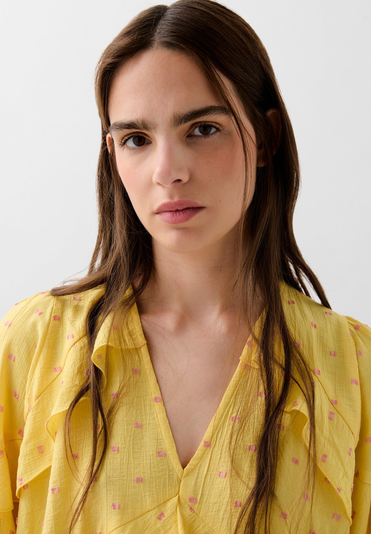 BLOUSE WITH LUREX FRILL DETAIL
