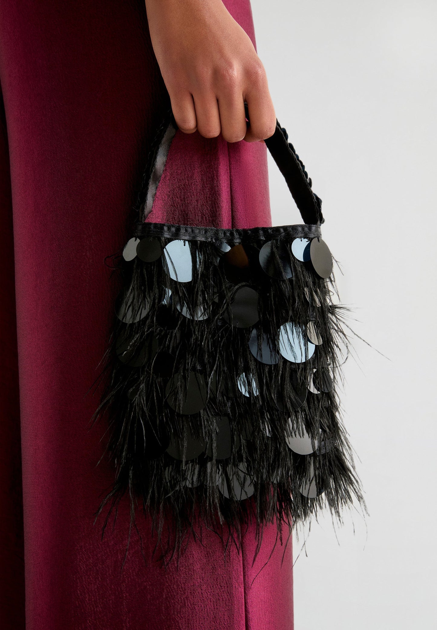 BOLSO PLUMAS Y LENTEJUELAS