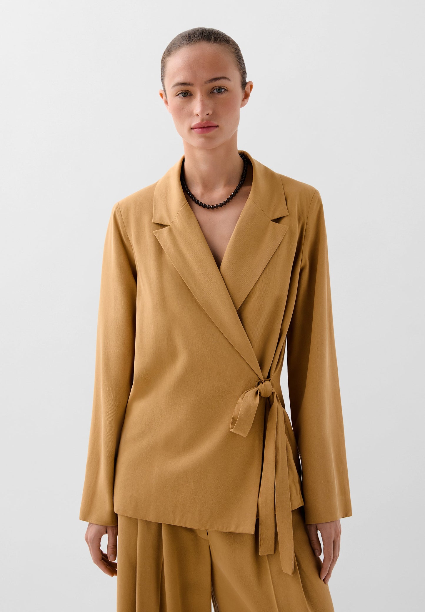 DOUBLE-BREASTED BLAZER WITH BOW